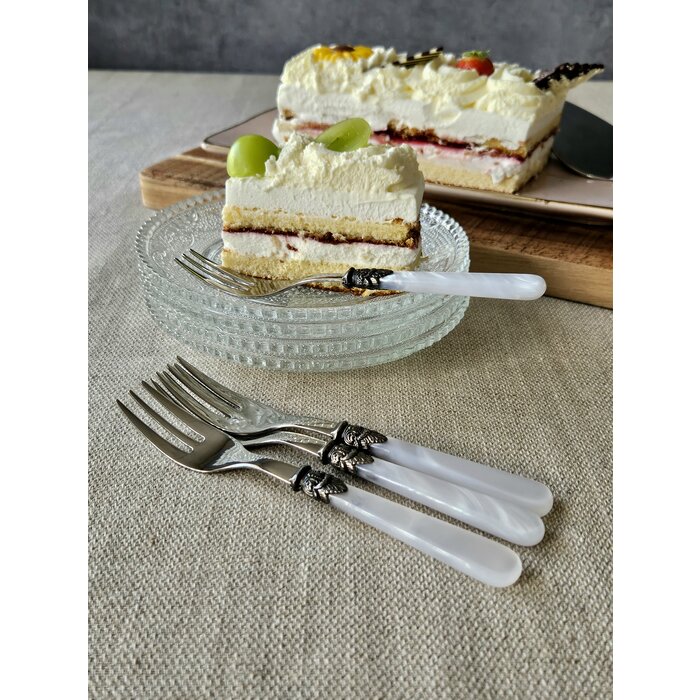 Fourchette à Gâteaux, Blanc avec Nácar