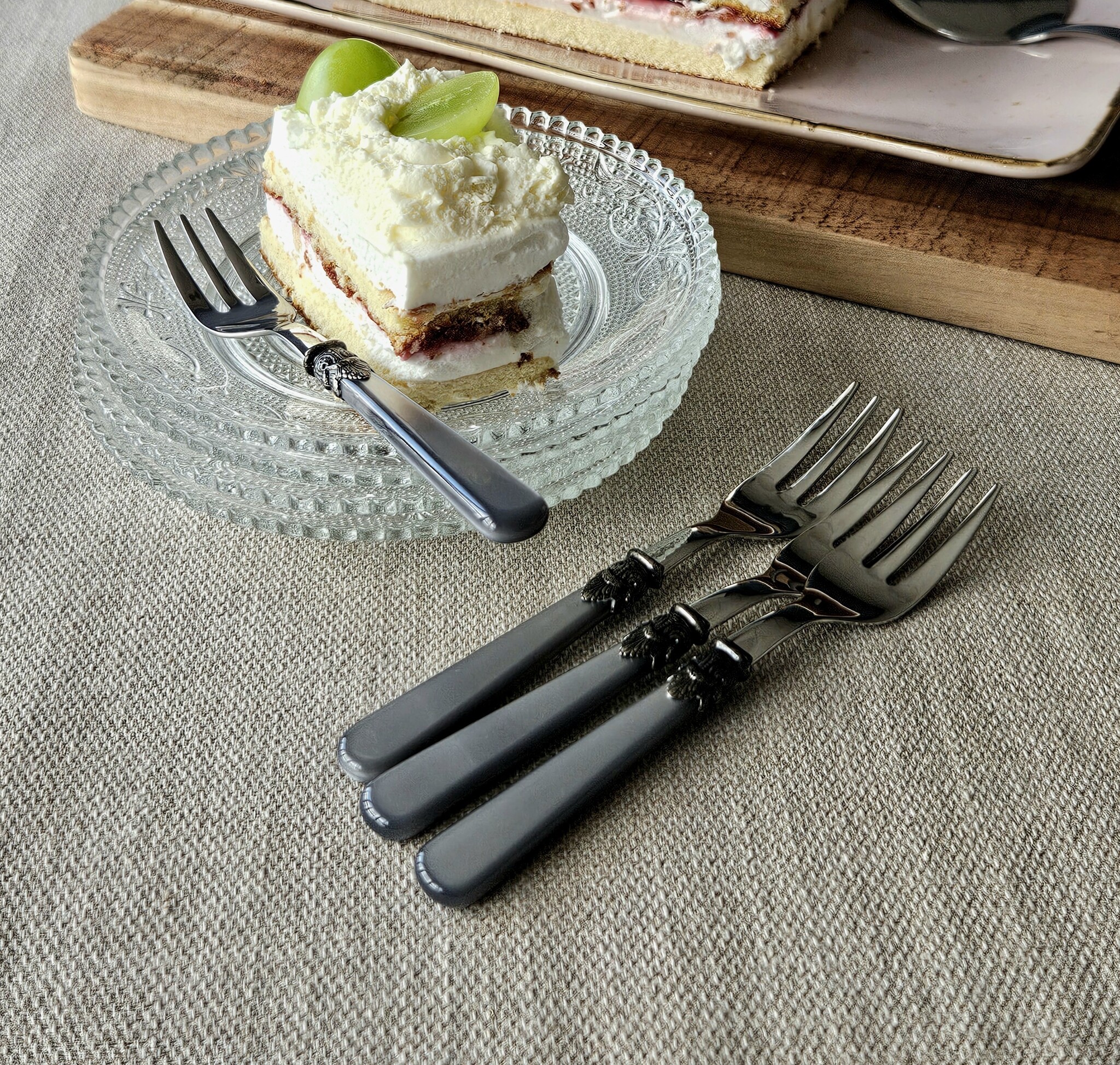 Fourchette à gâteau, Gris (éclat nacré)