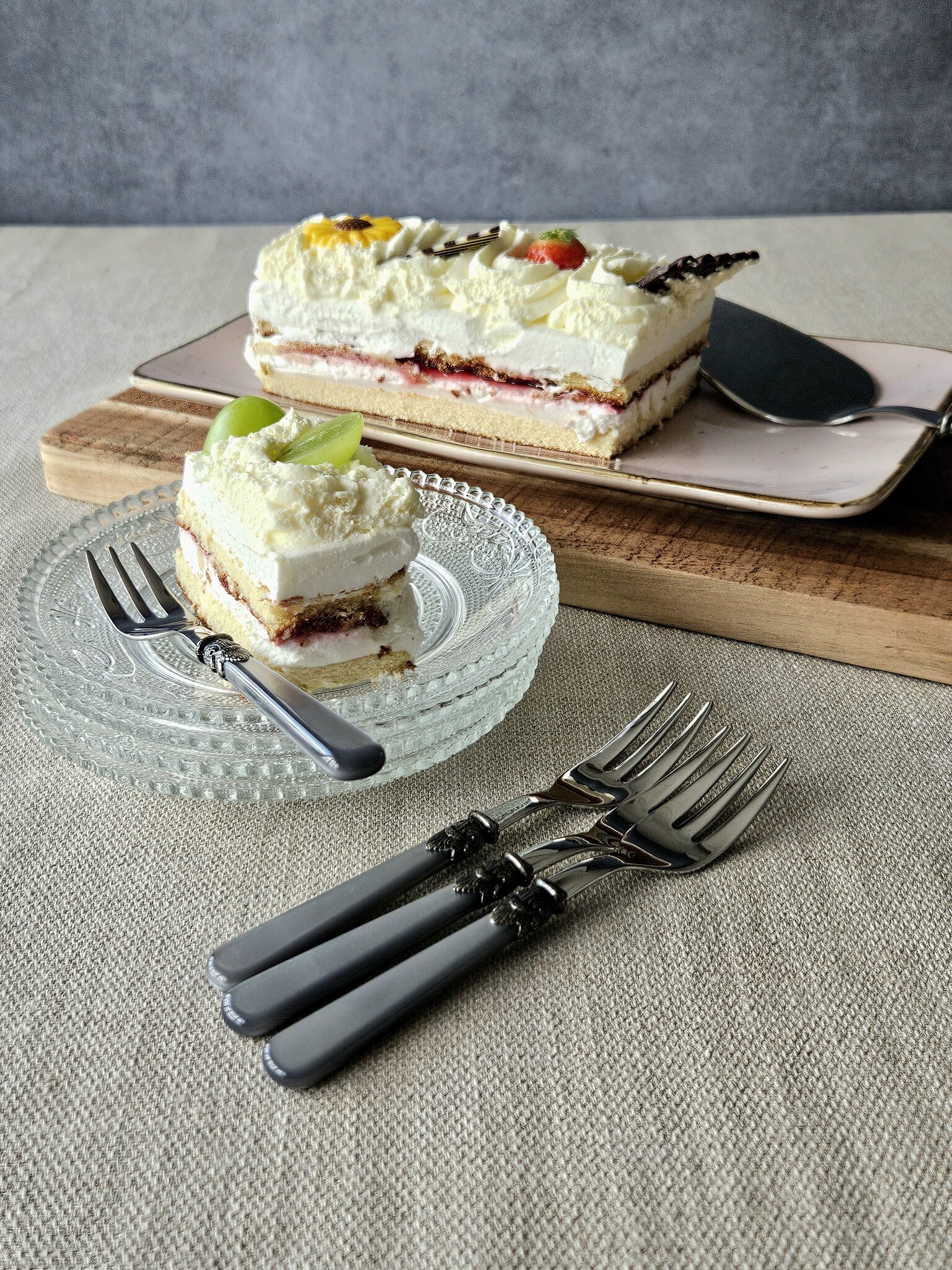 Tenedor para tarta, Gris (brillo nácar)