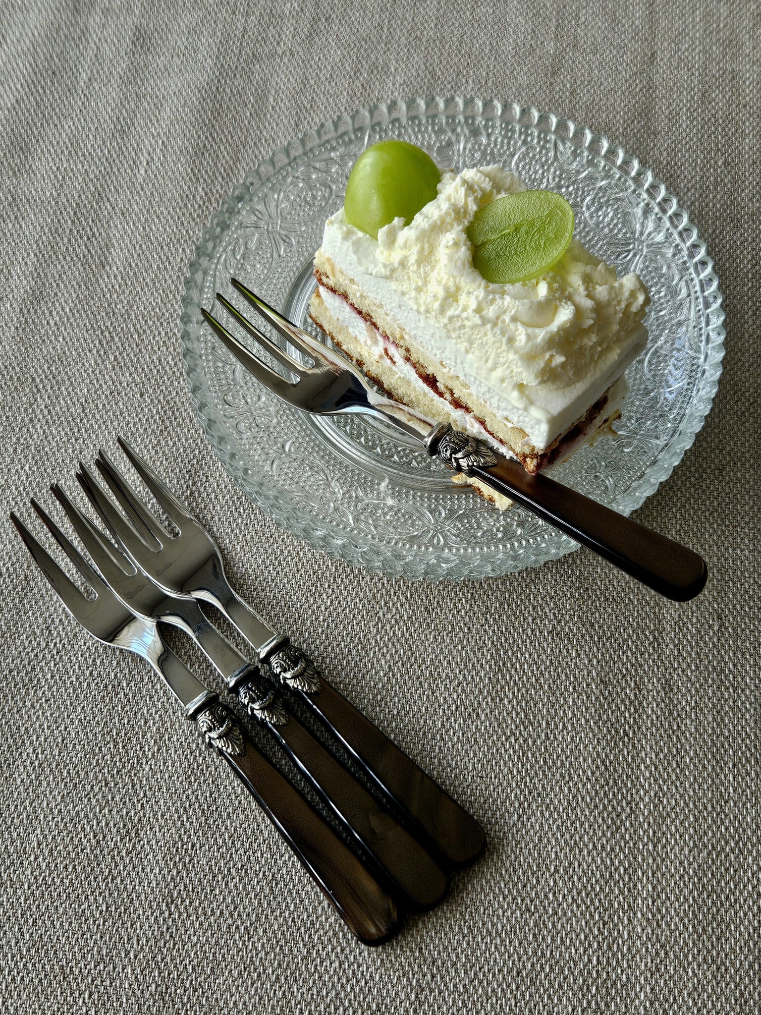 Tenedor para Tarta, Márron con Nácar