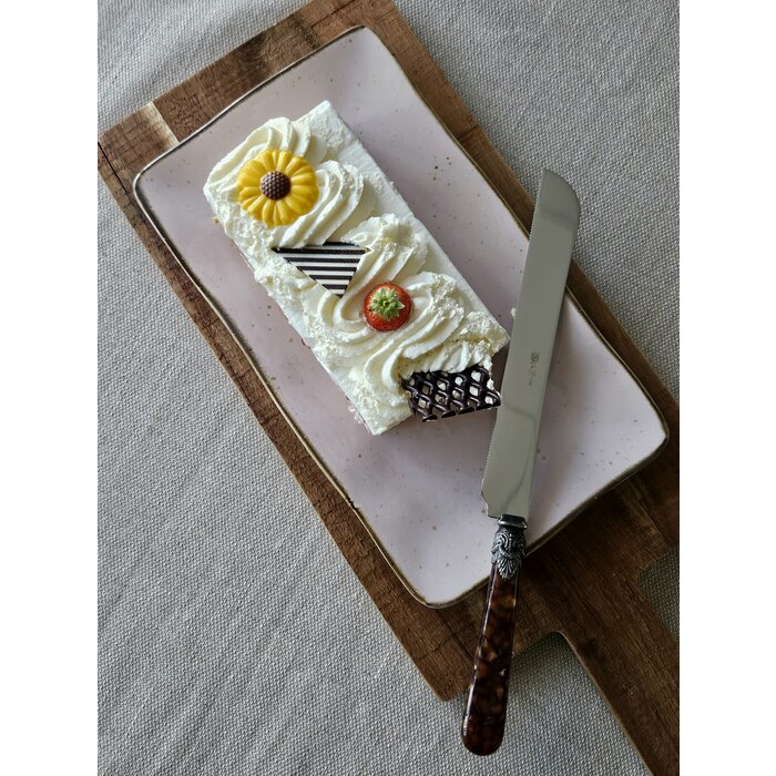 Cake Knife / Breadknife, wiht Brown Handle (mother-of-pearl sheen)