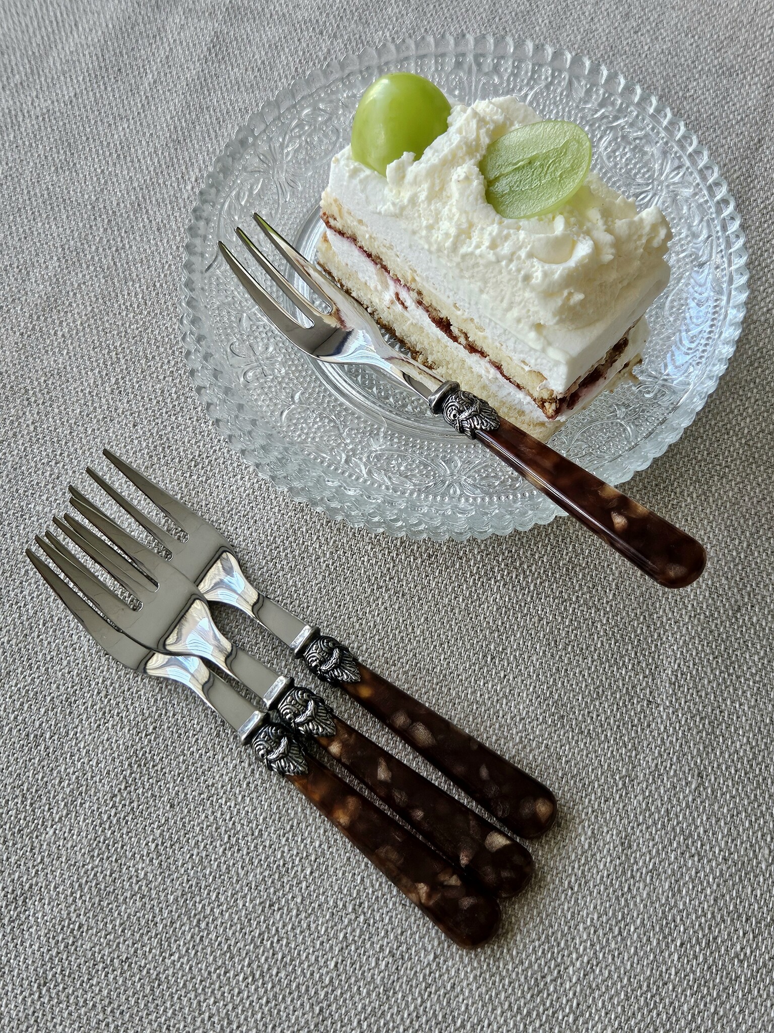 Fourchette à gâteau, Marron (motif tortue)