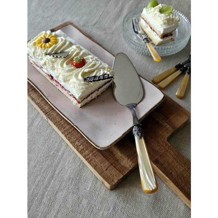 Cake Server, Honey with Mother of Pearl