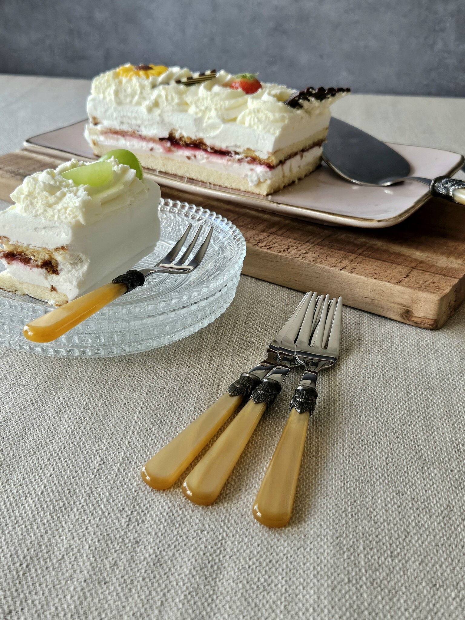 Tenedor para tarta, Miel Oro (brillo nácar)