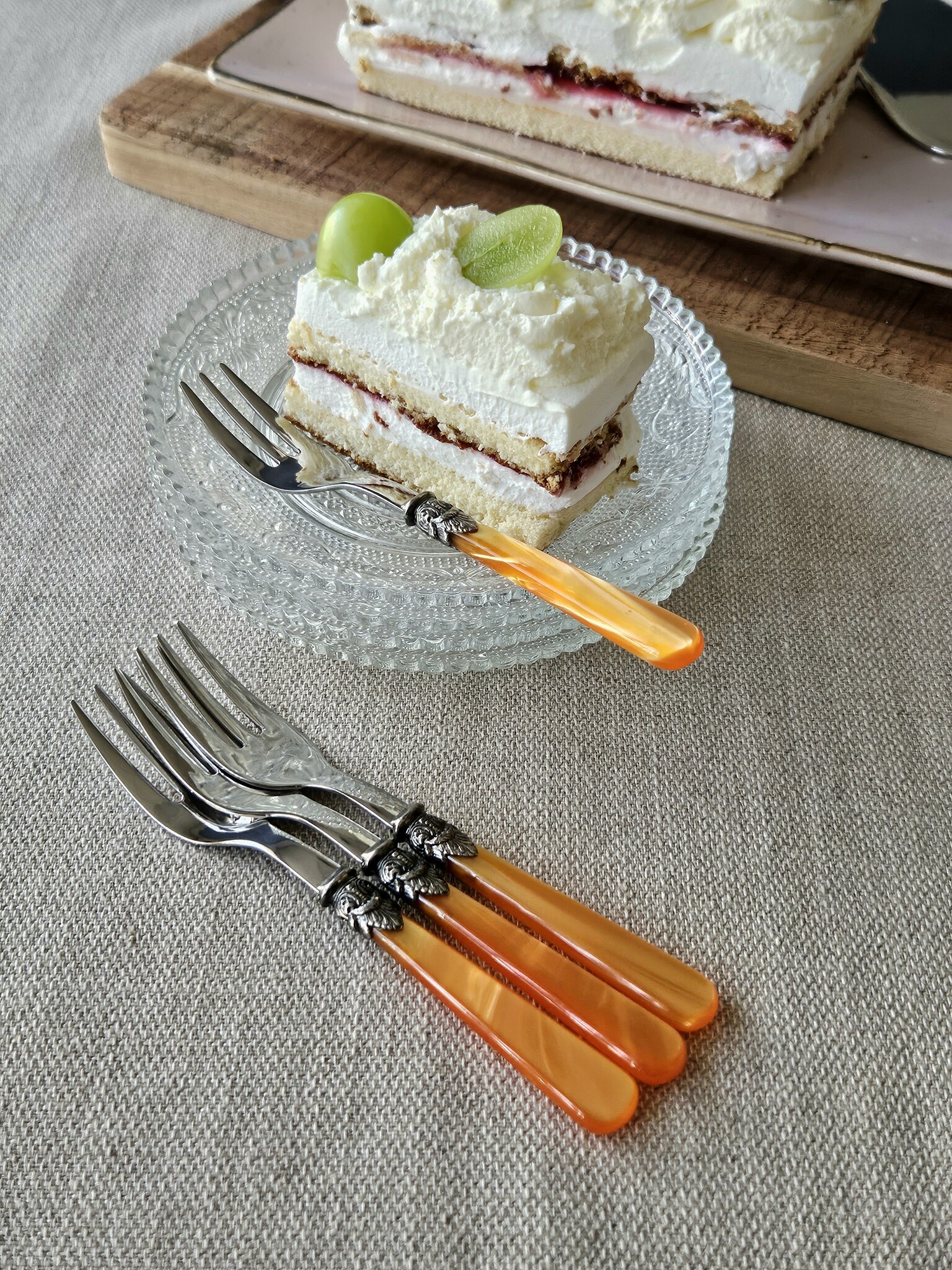 Tenedor para tarta, Naranja (brillo nácar)