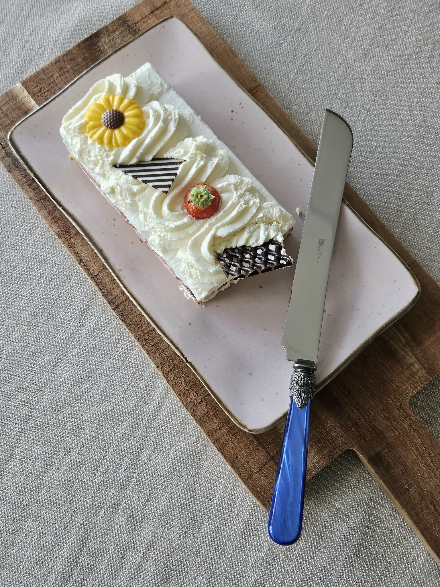 Taartmes, met blauw handvat (parelmoer), EME Napoleon