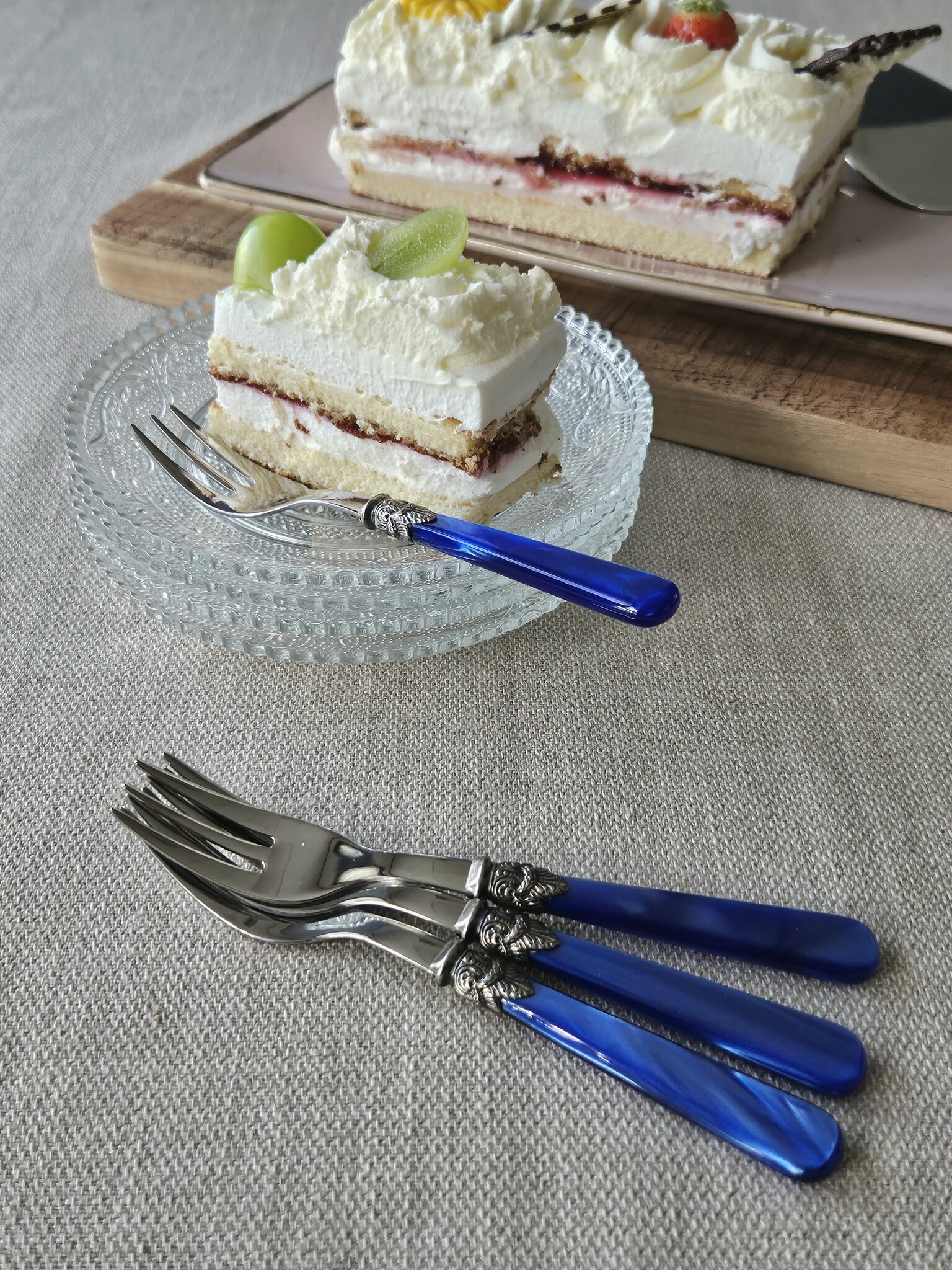 Tenedor para tarta, Azul (brillo nácar)