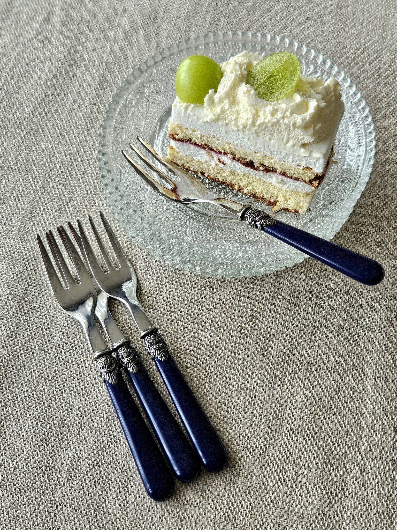 Tenedor para tarta, Azul (liso)