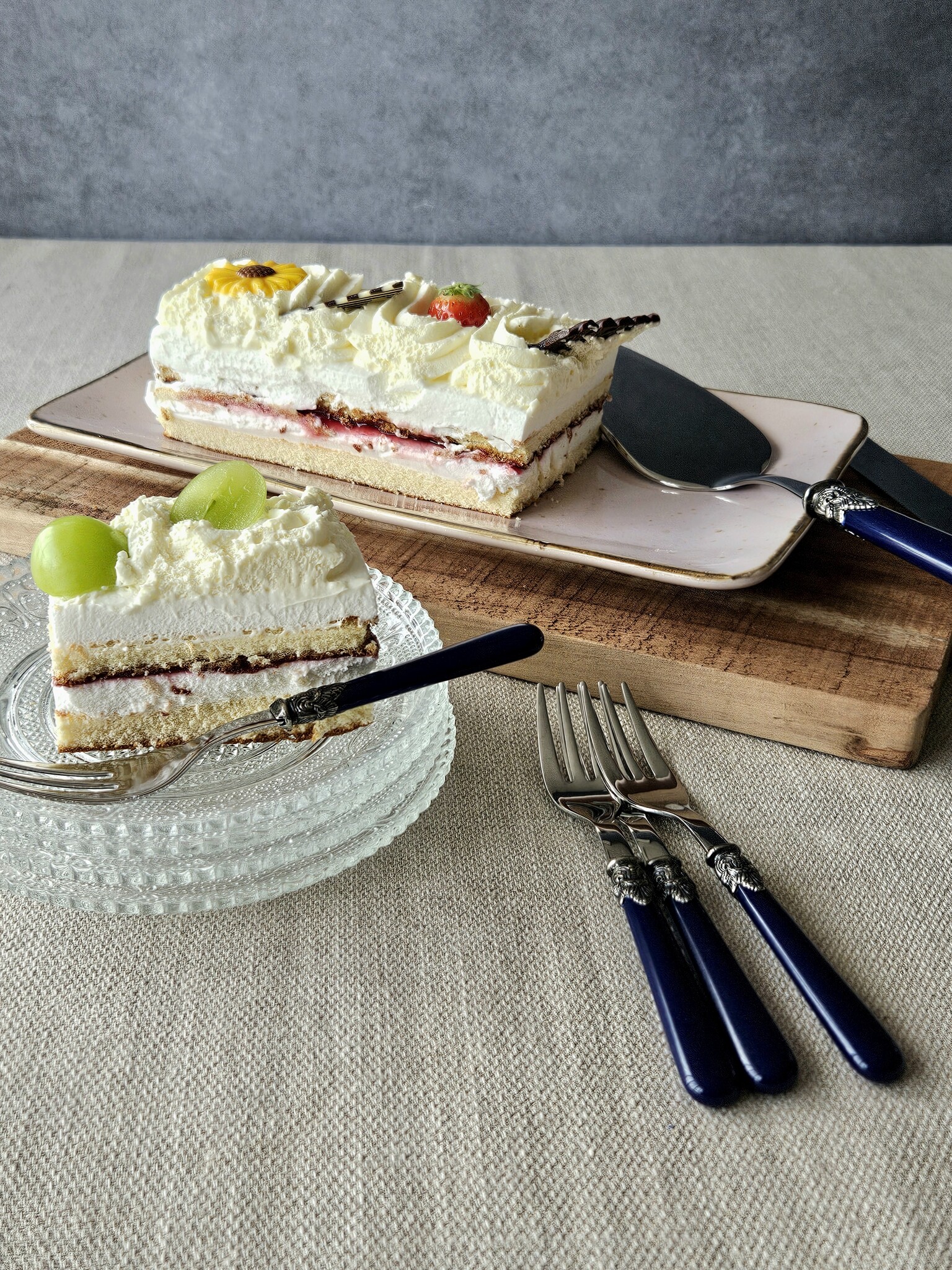 Cake fork, Blue (plain)