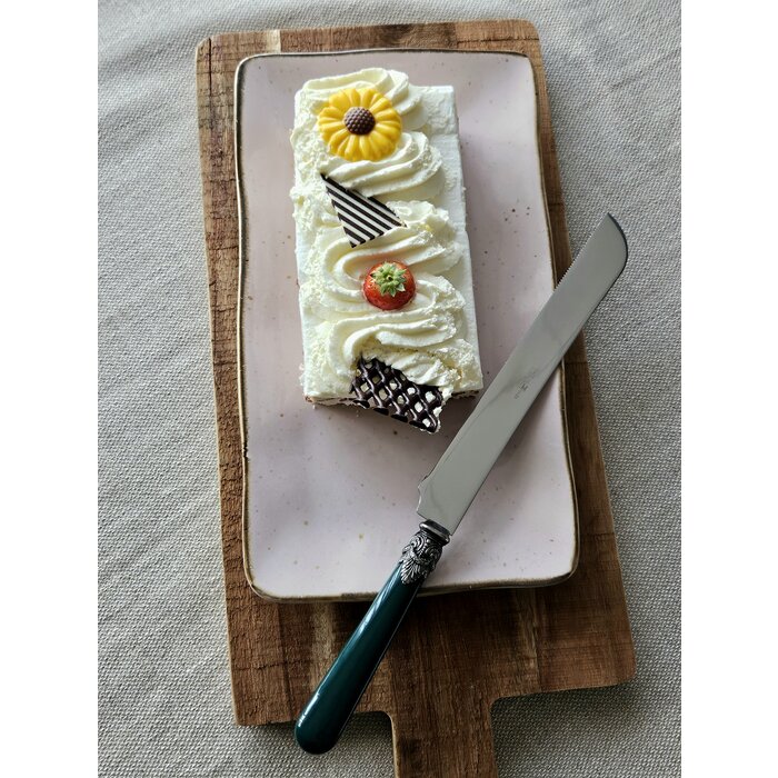 Couteau pain / Couteau à tarte, avec un manche vert (mat)
