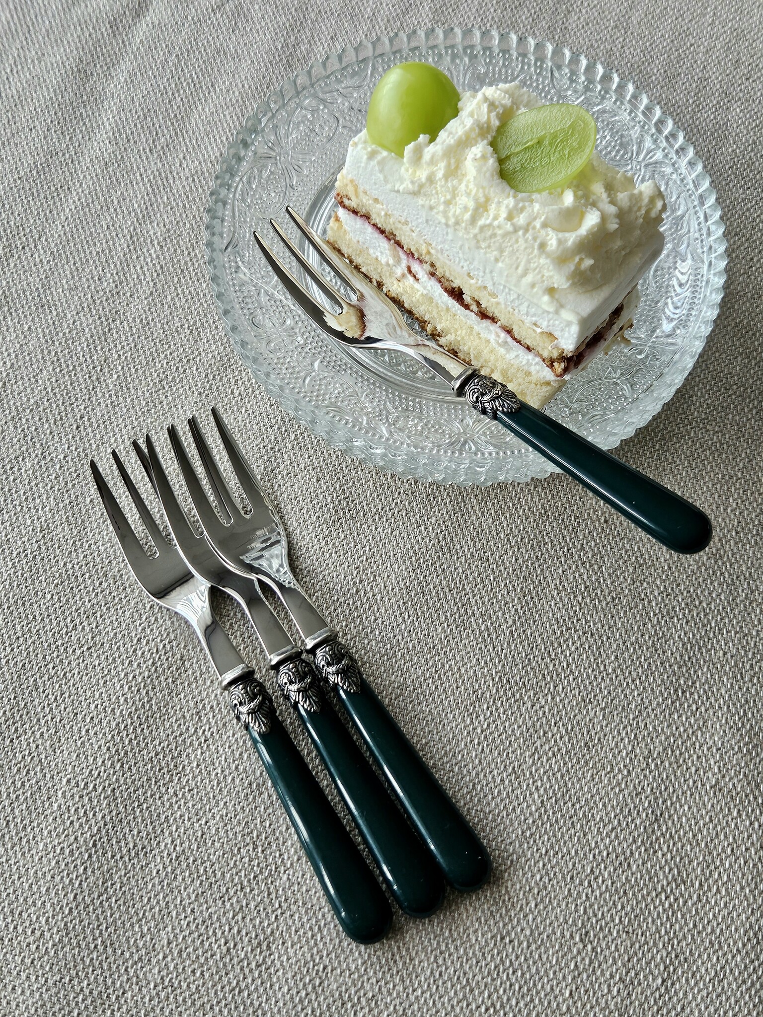 Cake fork, Green (plain)
