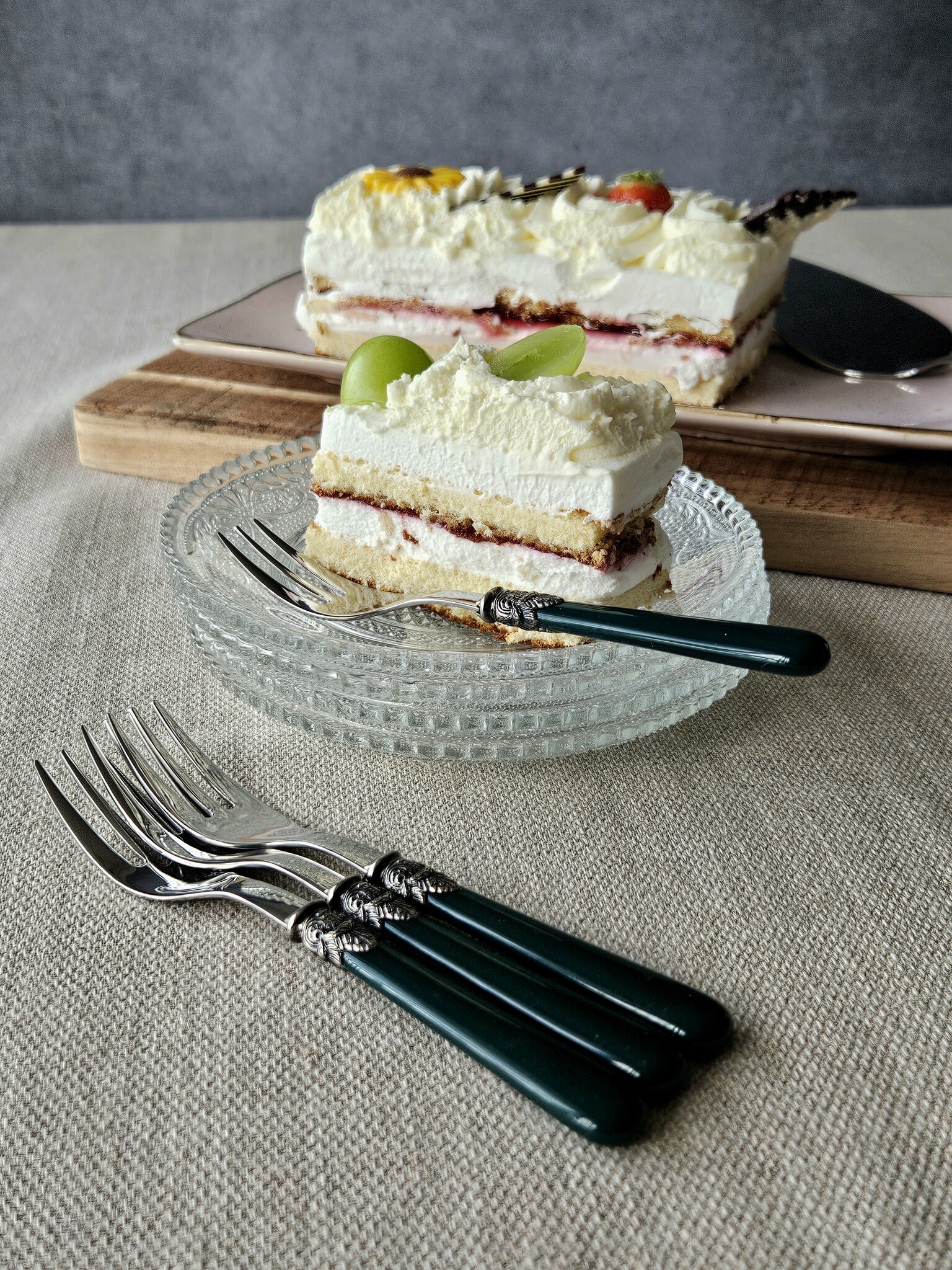 Cake fork, Green (plain)