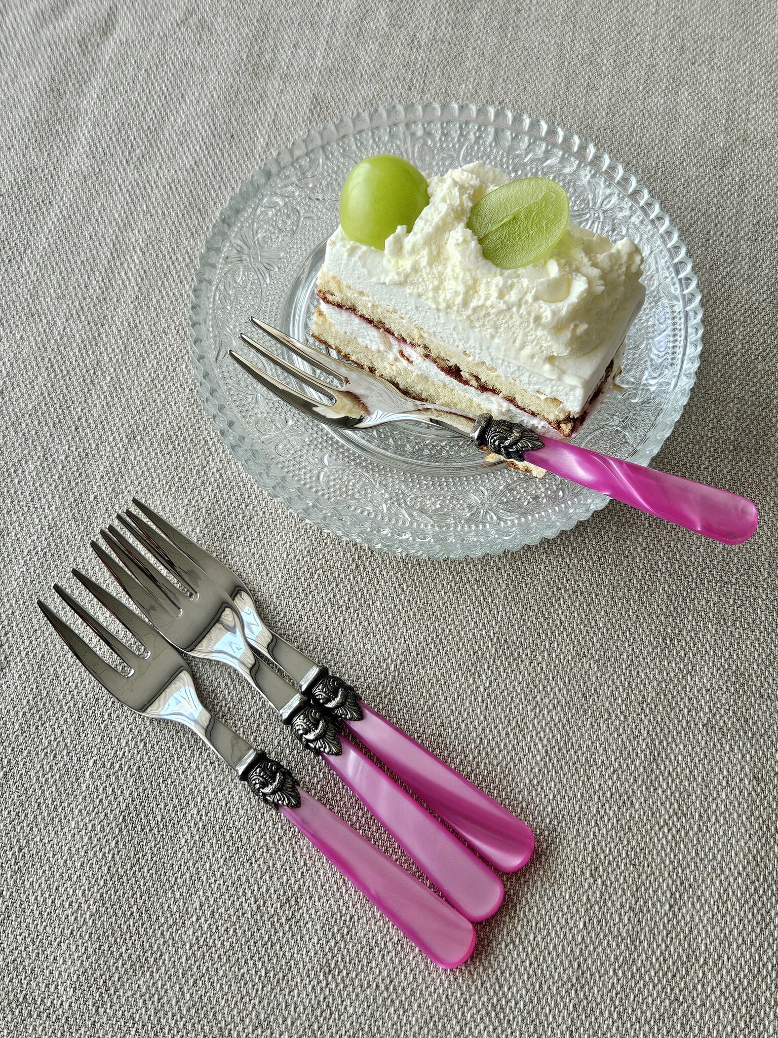 Tenedor para tarta, Fucsia (brillo nácar)