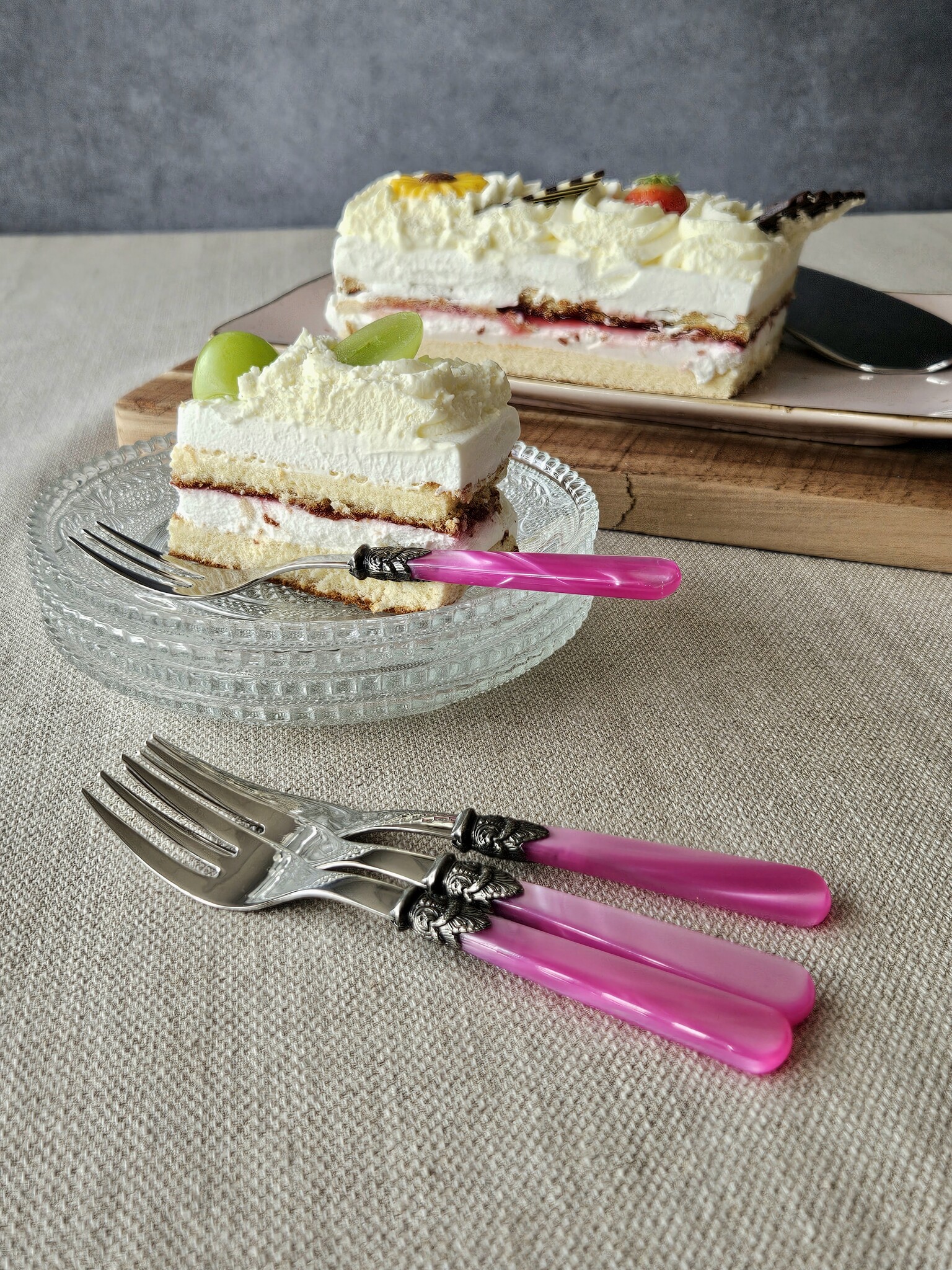 Tenedor para tarta, Fucsia (brillo nácar)