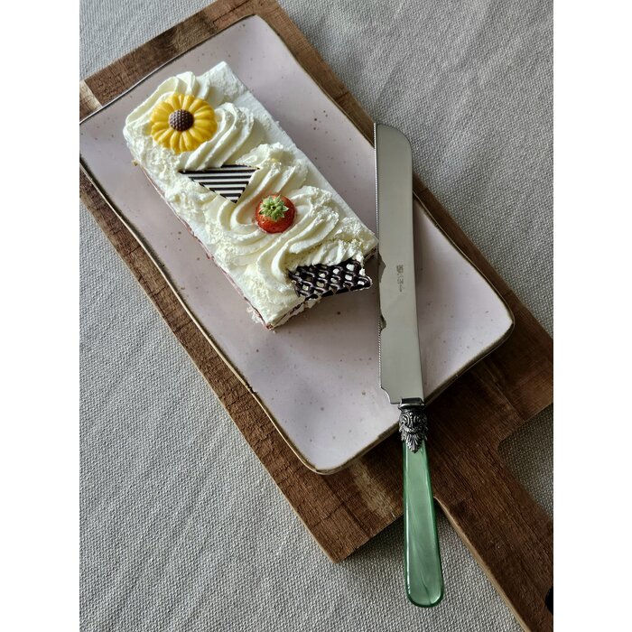 Couteau pain / Couteau à tarte, avec un manche vert (nacré)