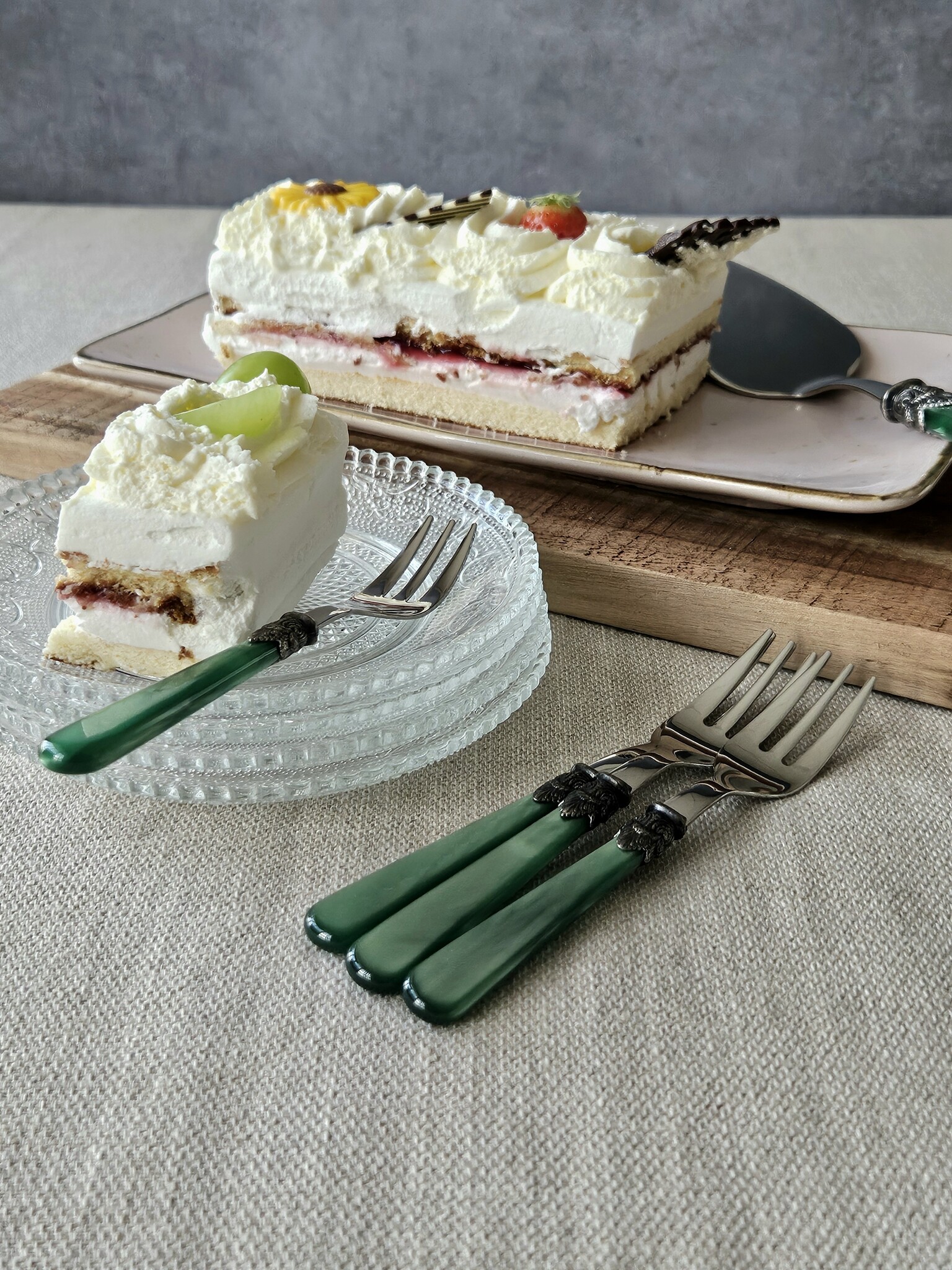 Fourchette à gâteau, Vert (éclat nacré)