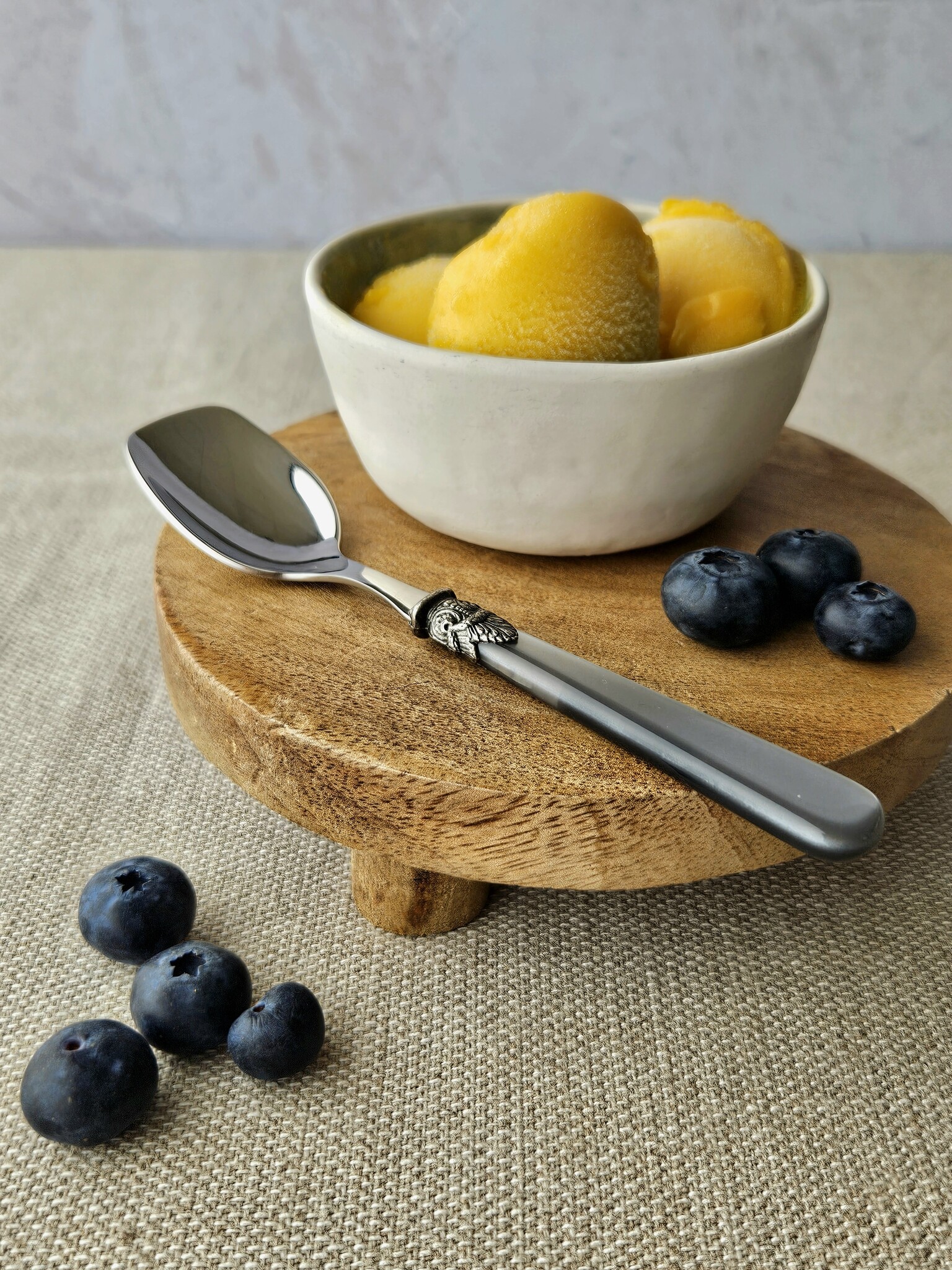 Cuillère Glace, avec manche Gris (éclat nacré)