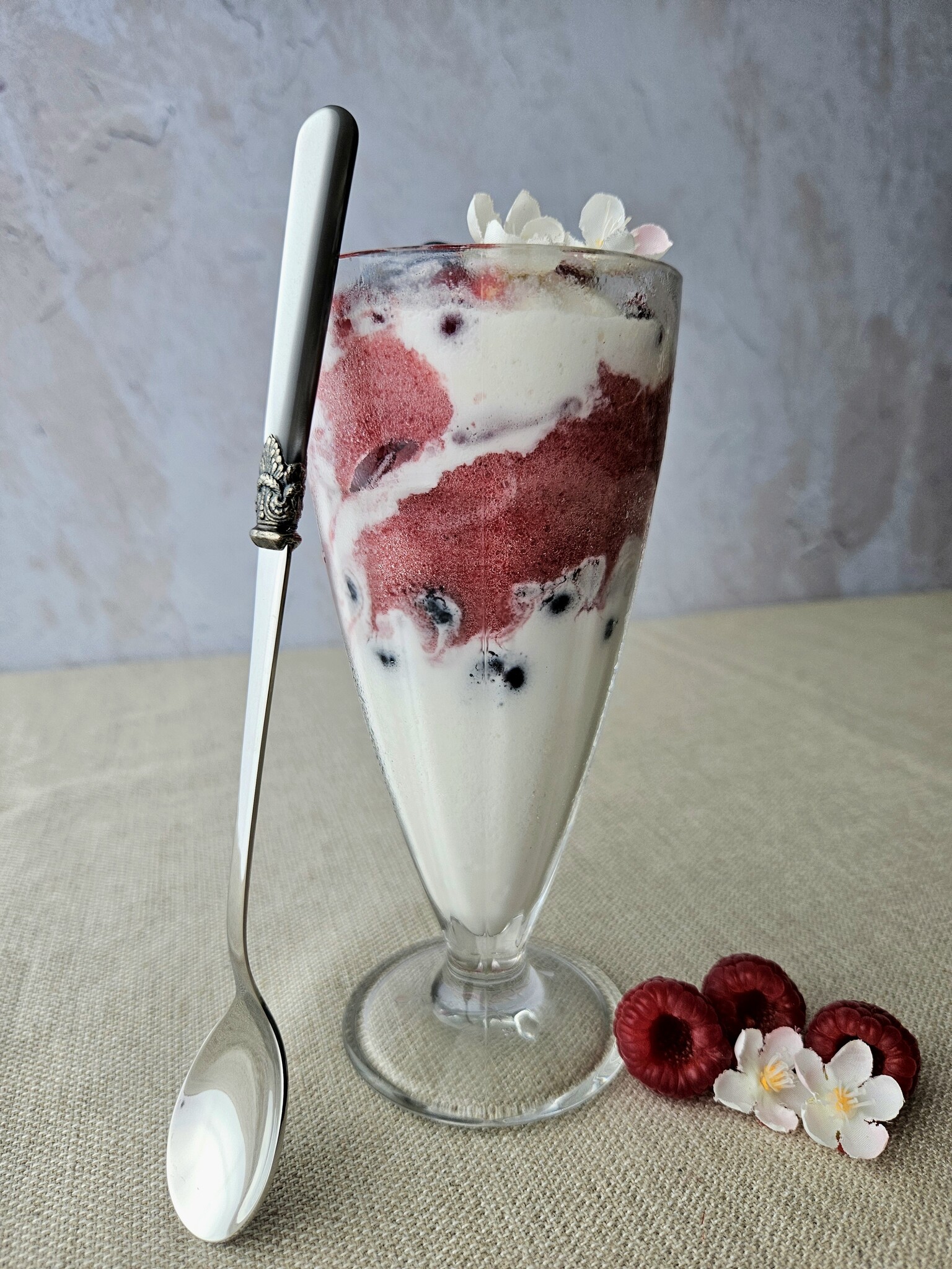 Longdrink lepel / Sorbetlepel, Grijs met Parelmoer (21,5 cm)