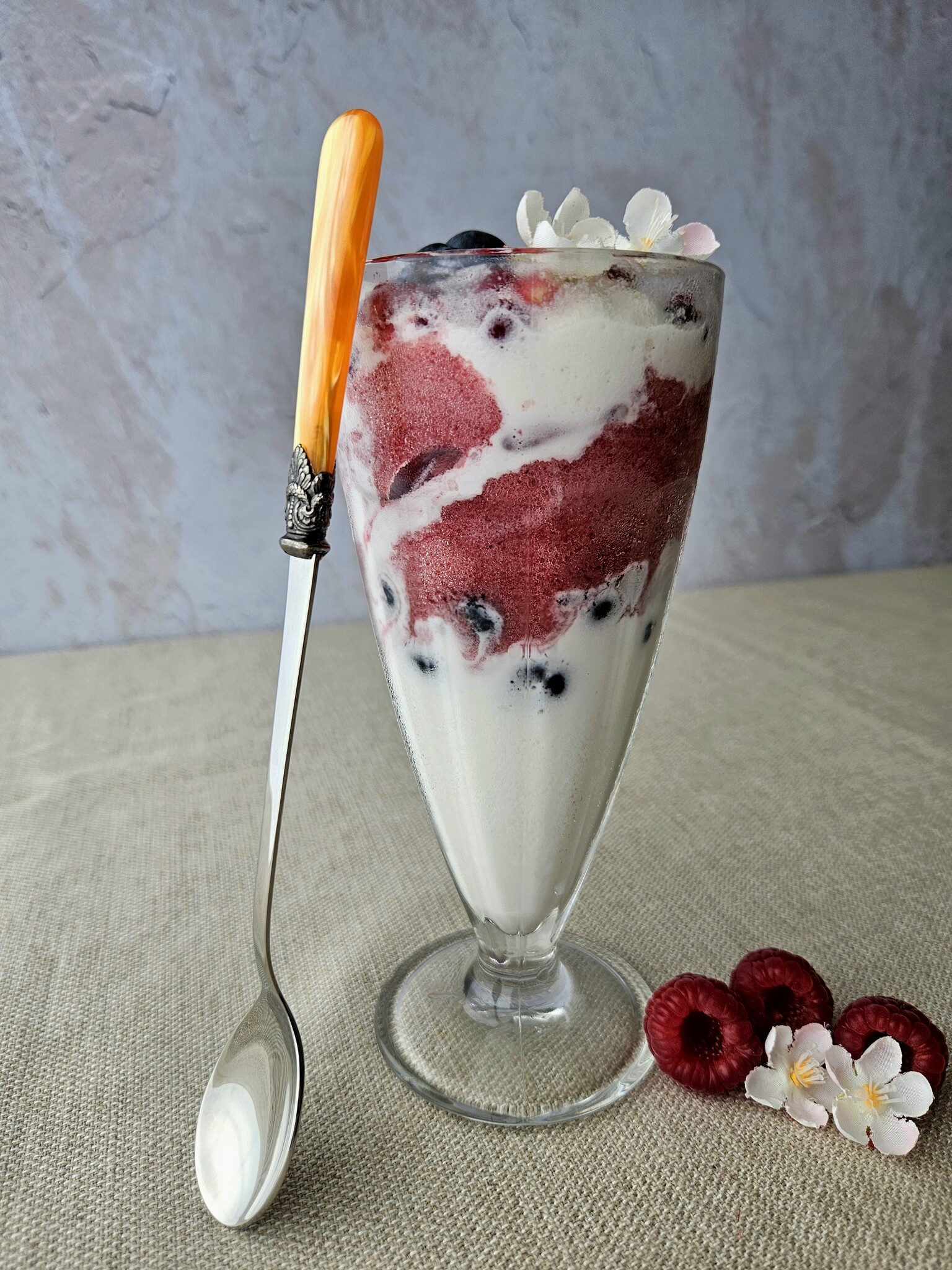 Longdrinklöffel / Sorbetlöffel, Orange (perlmuttglanz), 21,5 cm