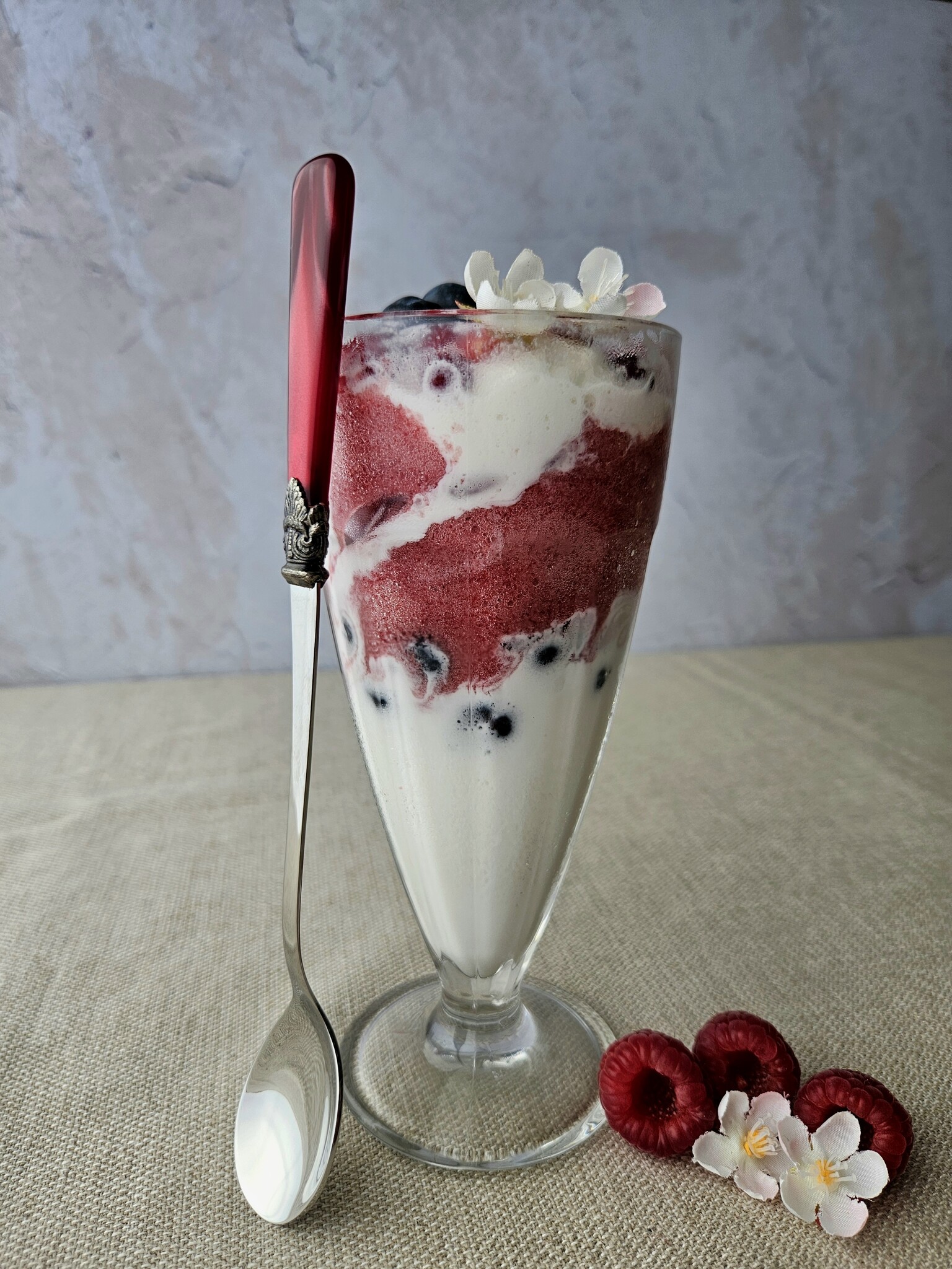 Longdrinklöffel / Sorbetlöffel, Rot (perlmuttglanz), 21,5 cm