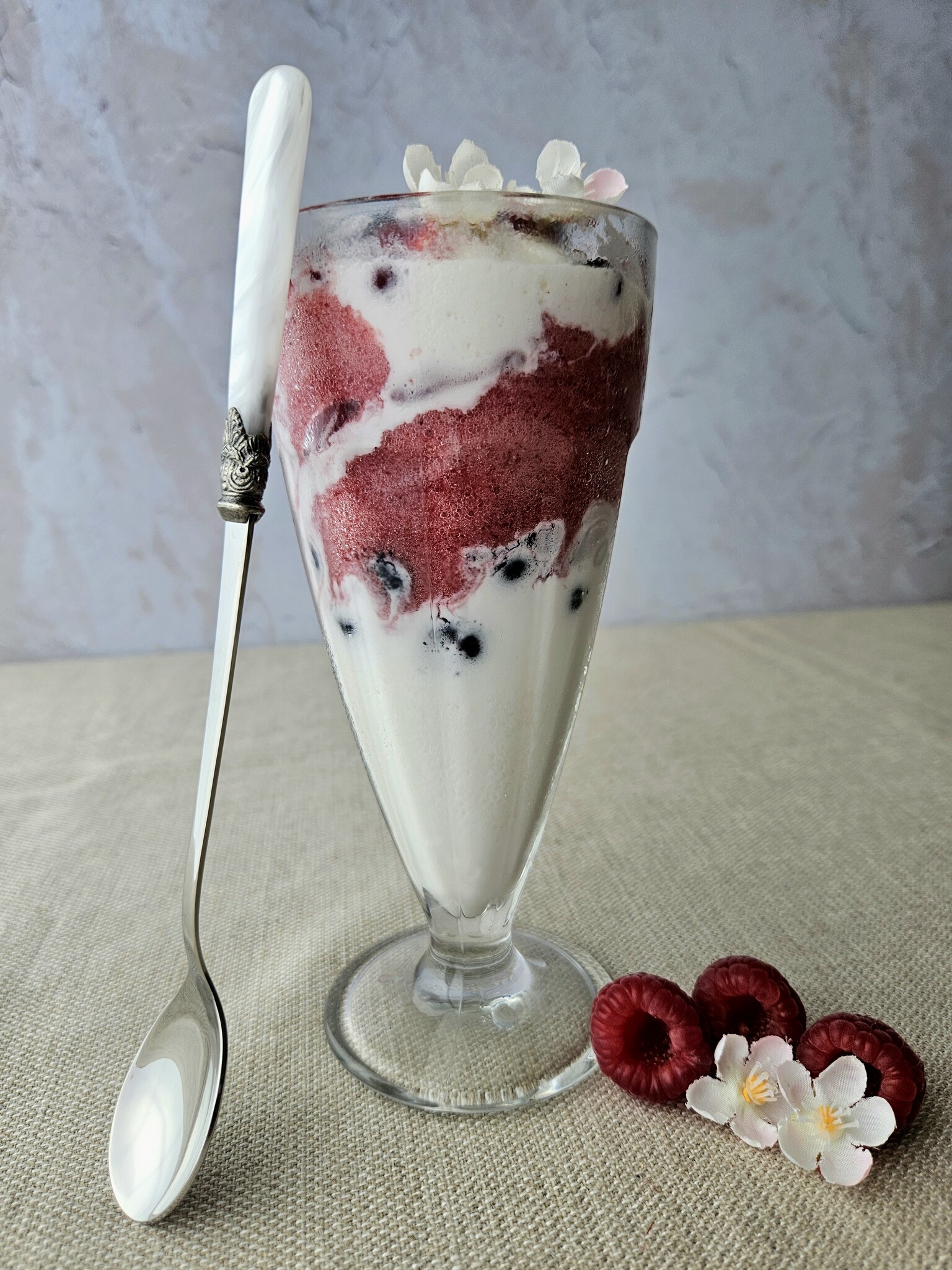 Cuillère Long Drink / Cuillère à Sorbet, Blanc (nacré), 21,5 cm