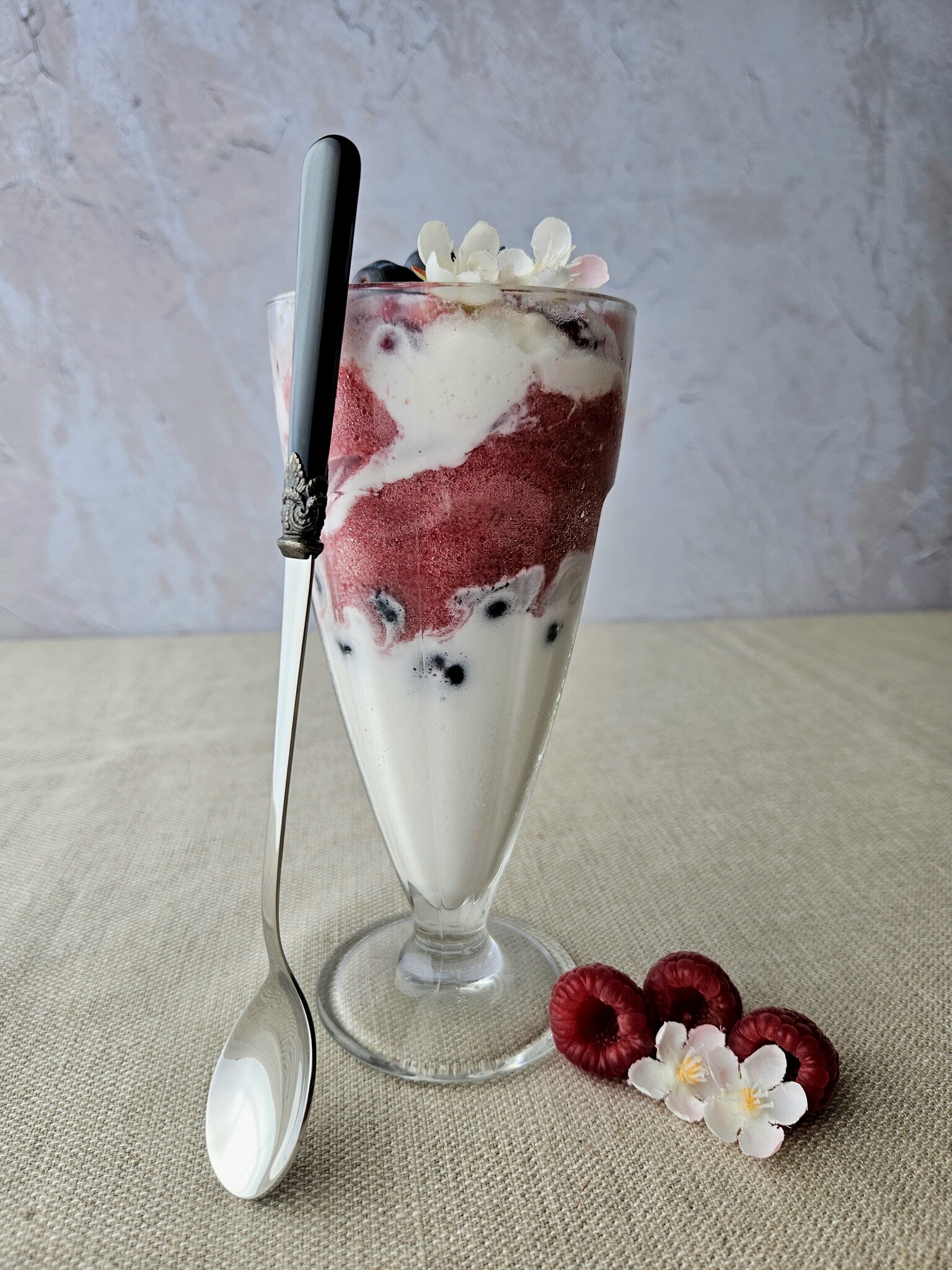 Longdrinklöffel / Sorbetlöffel, Schwarz (perlmuttglanz), 21,5 cm