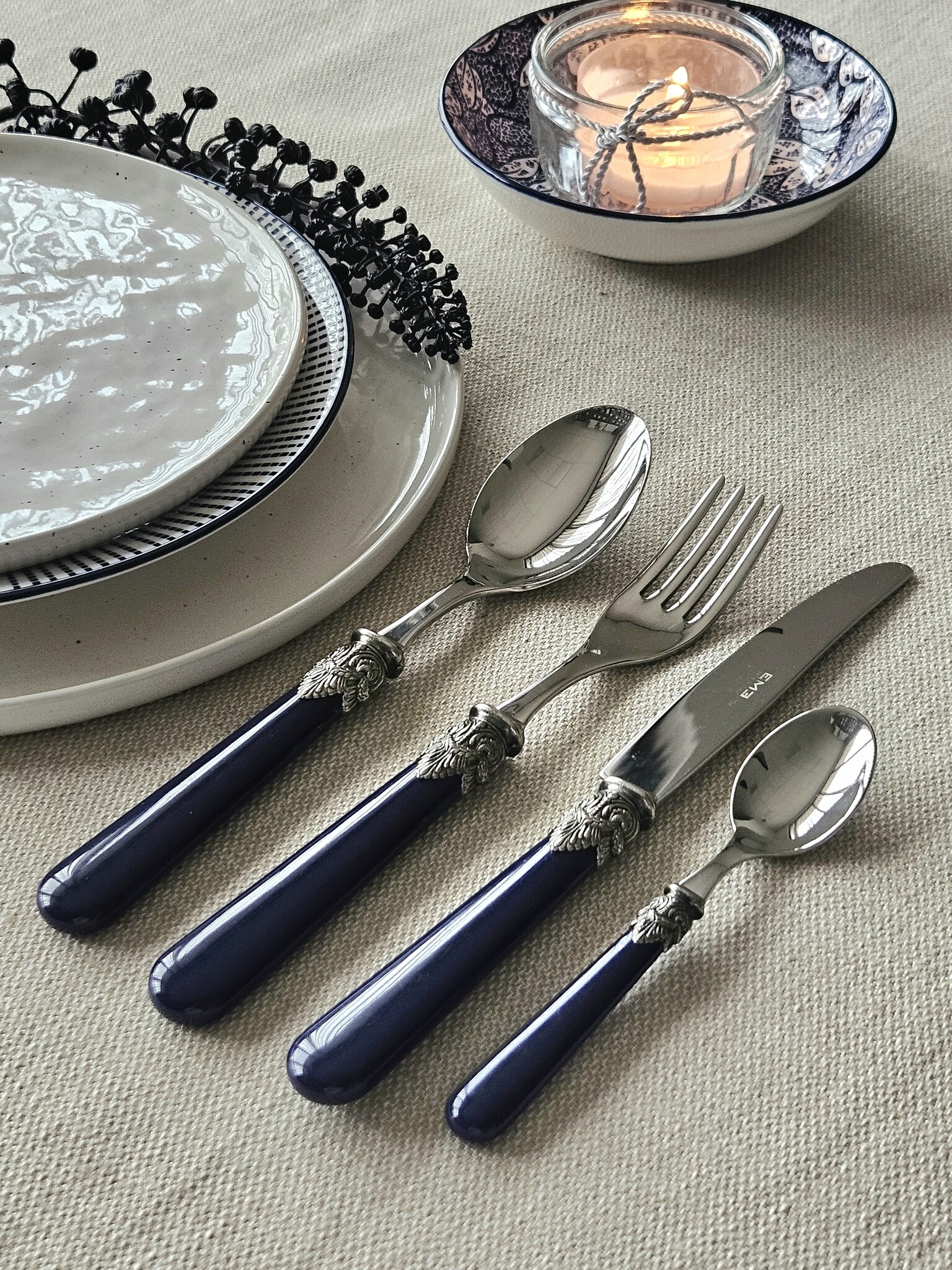 Coffret de couverts, Bleu (uni)