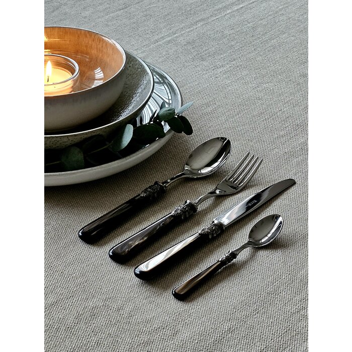 24-teiliges Tafelbesteckset, für 6 Personen, Braun (perlmutt), im Besteckkoffer