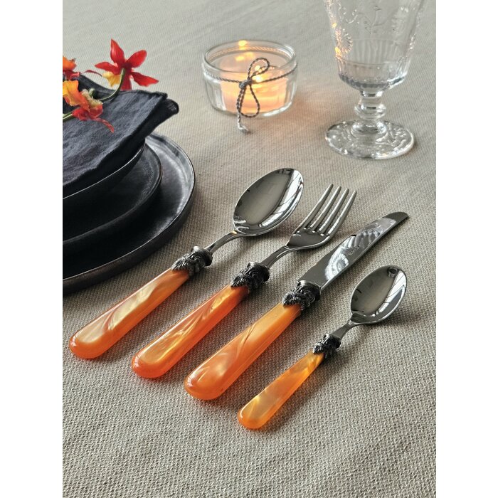 24-teiliges Tafelbesteckset, 6 Personen, Orange (perlmutt),im Besteckkoffer