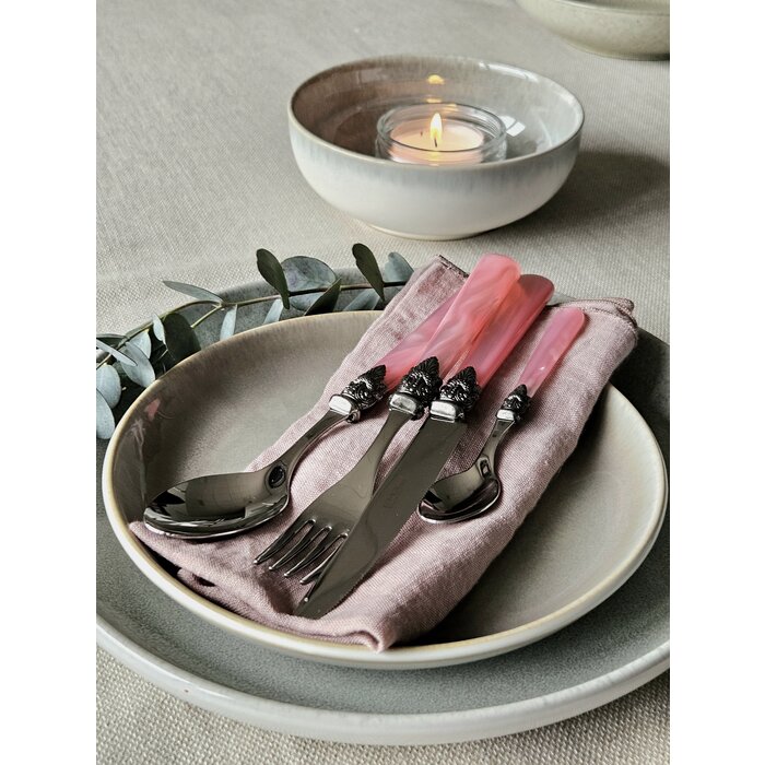 24-teiliges Tafelbesteckset, 6 Personen, Rosa (perlmutt),im Besteckkoffer