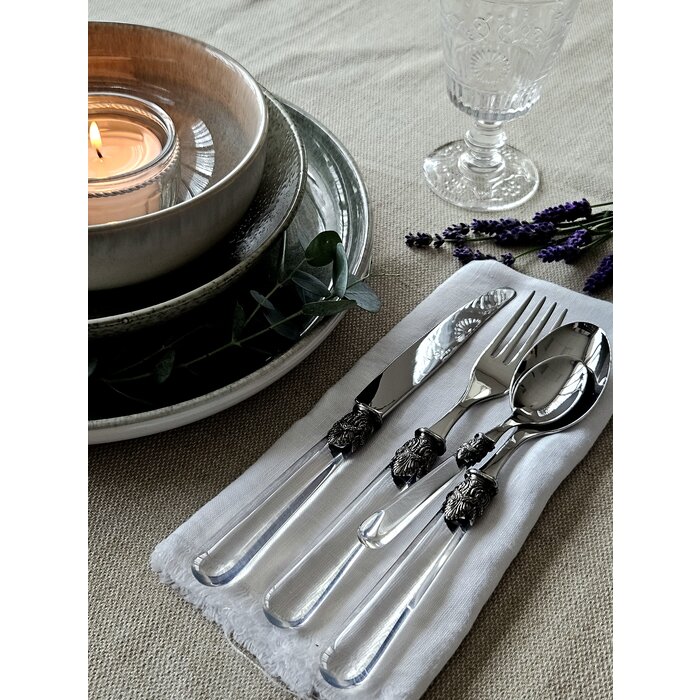 24-teiliges Tafelbesteckset, 6 Personen, Transparent, im Besteckkoffer