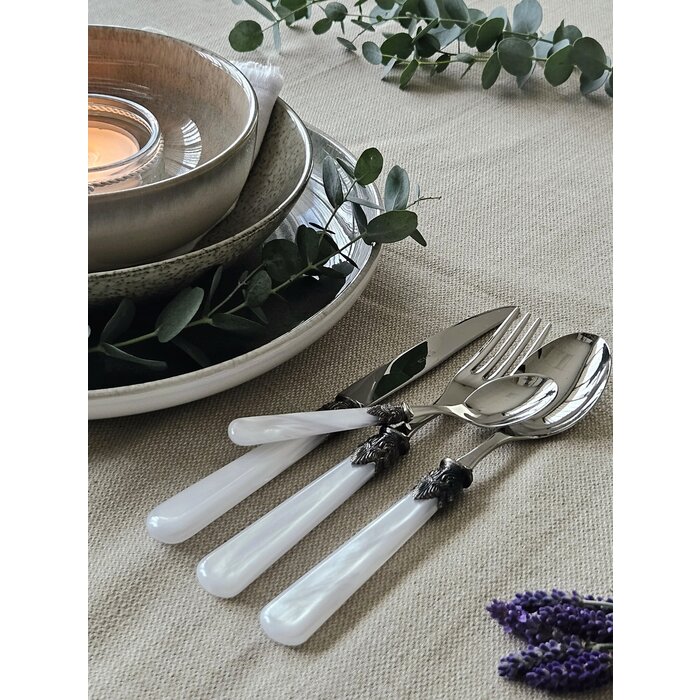 24-teiliges Tafelbesteckset, 6 Personen, Weiß (perlmutt), im Besteckkoffer