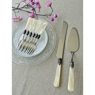 Cake Cutlery Set, Ivory with Mother of Pearl