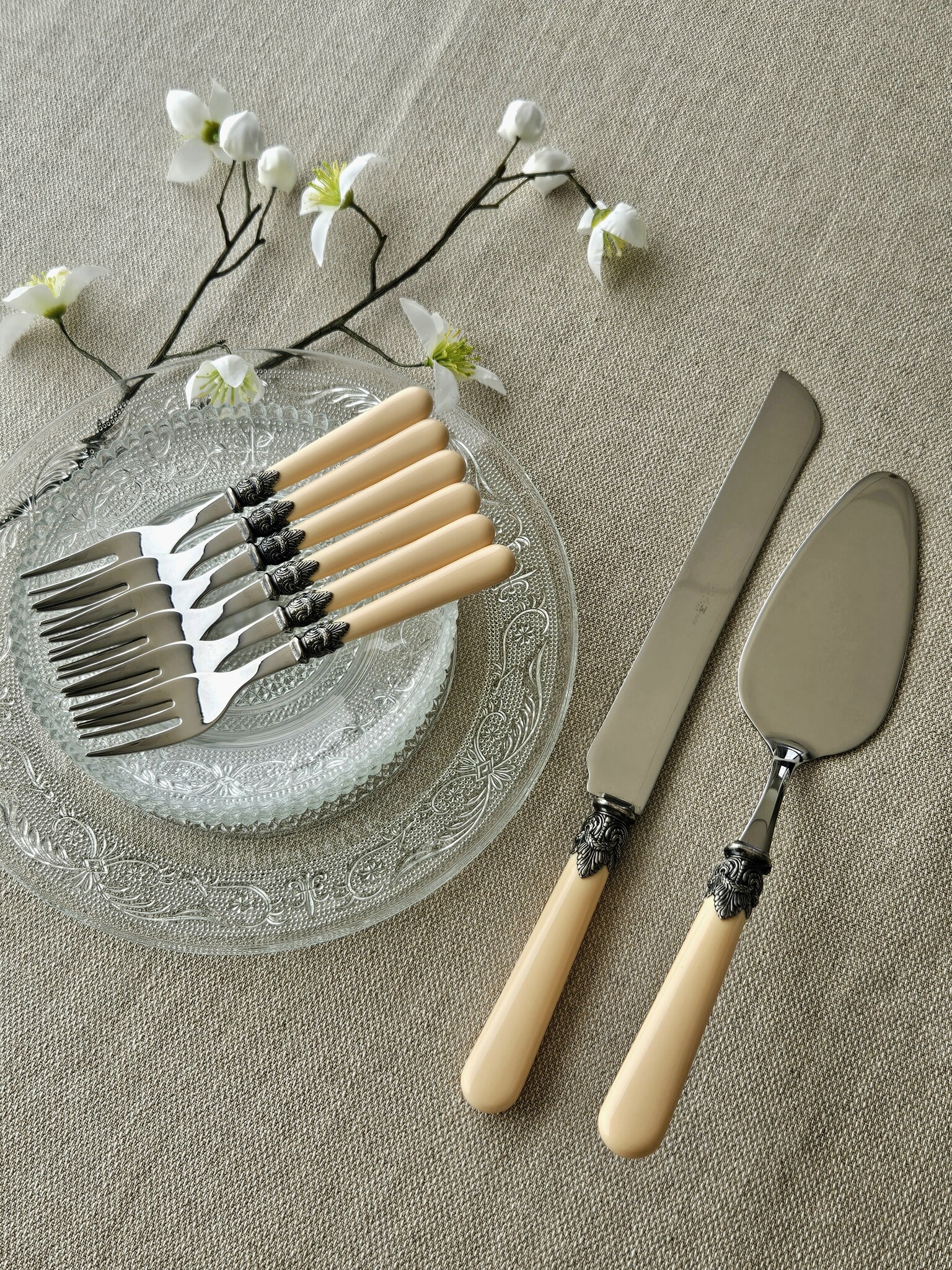 Taart Bestekset, Ivoor (effen)