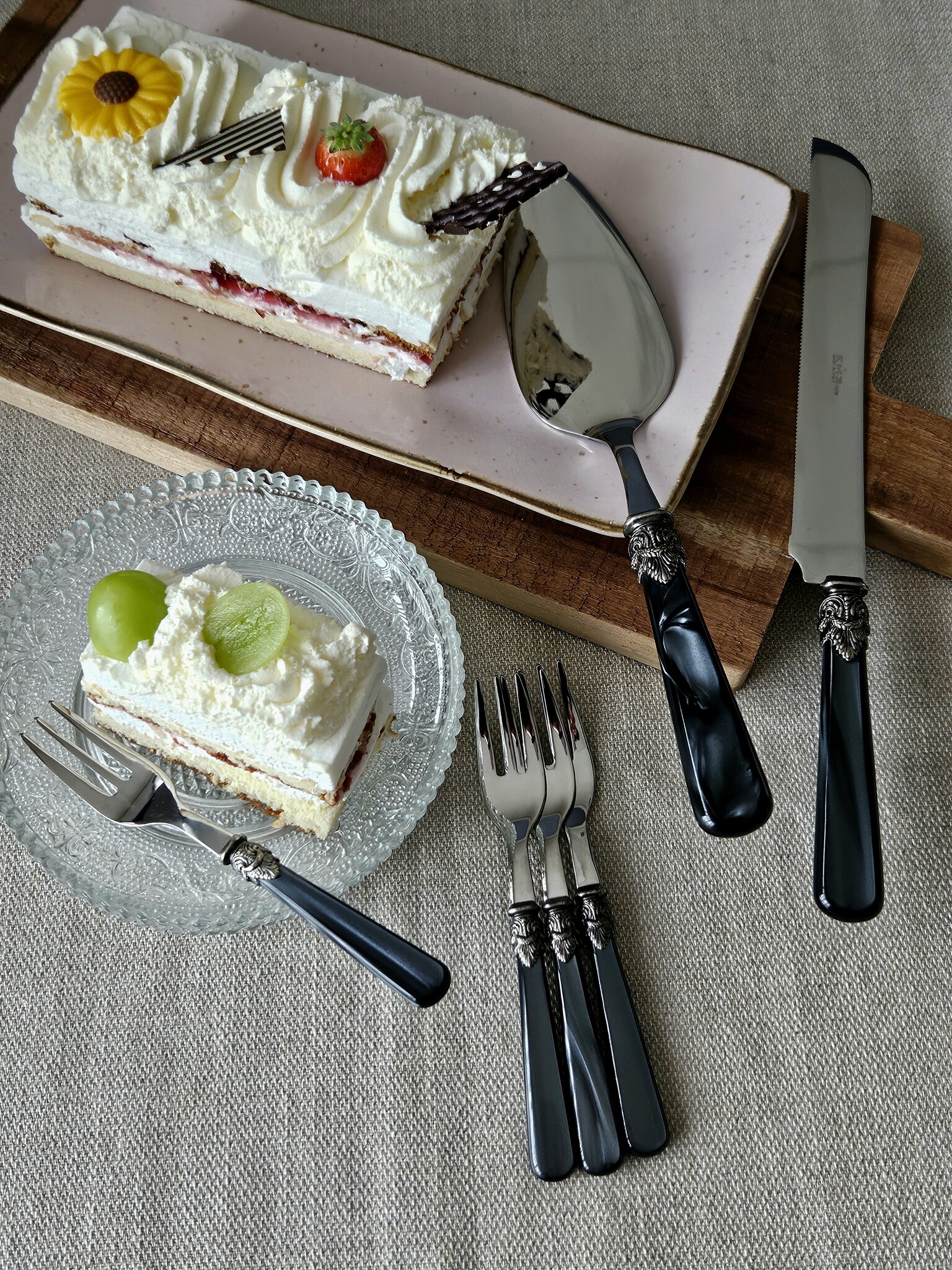 Taart Bestekset (8-delig), Zwart (parelmoer), EME Napoleon