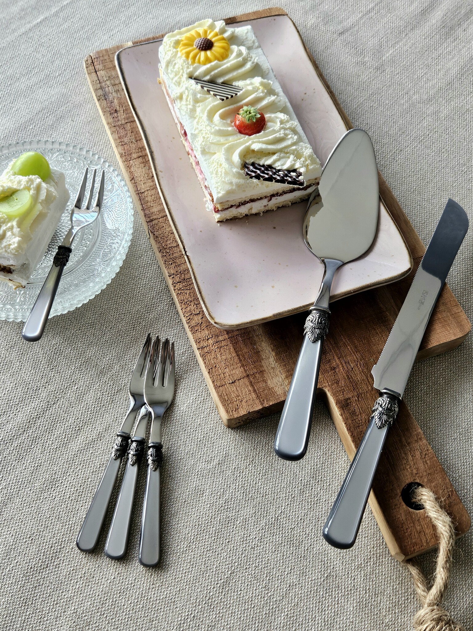 Ensemble de service à gâteau, Gris (éclat nacré)