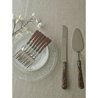 Ensemble de service à gâteau, Marron (motif tortue)
