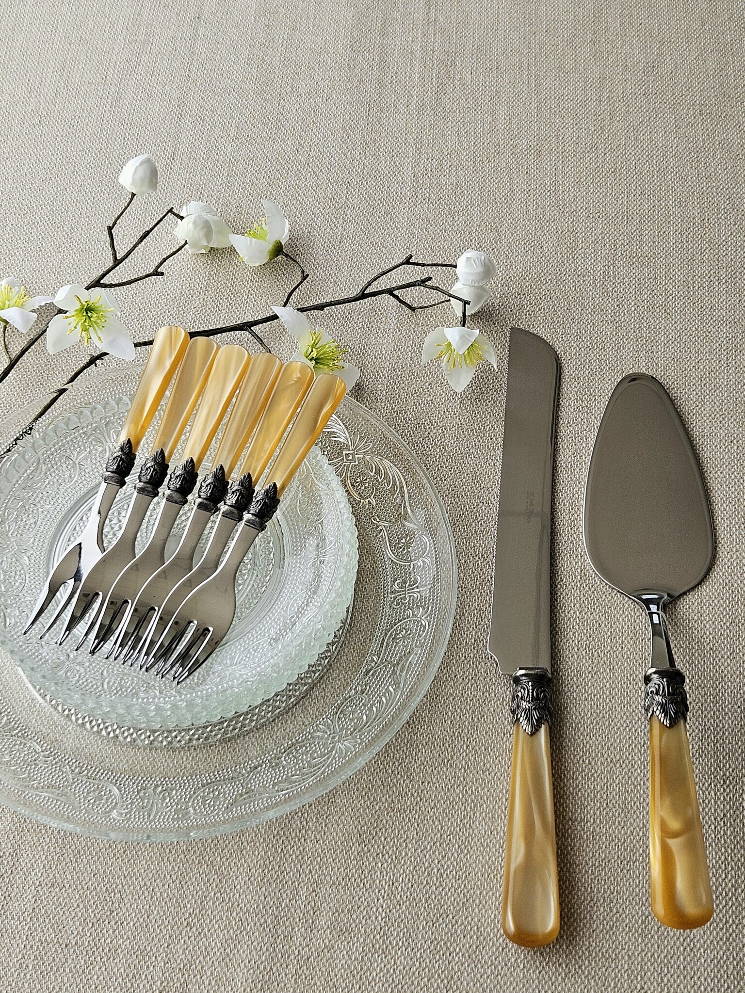 Ensemble de service à gâteau, Miel Or (éclat nacré)