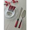 Cake Cutlery Set (8-piece), Red with Mother of Pearl