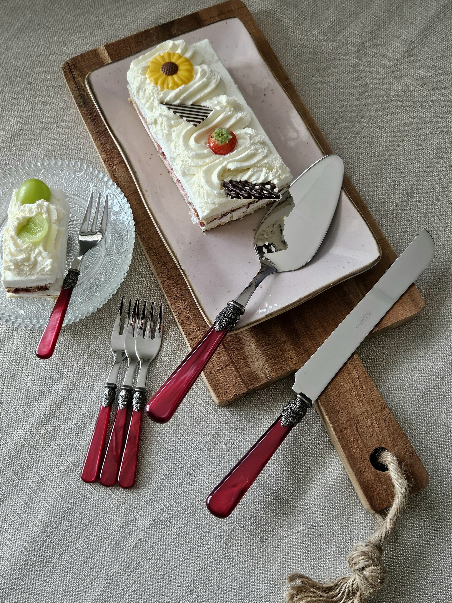 Taart Bestekset (8-delig), Rood (parelmoer), EME Napoleon