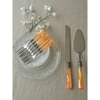 Ensemble de service à gâteau, Orange (éclat nacré)