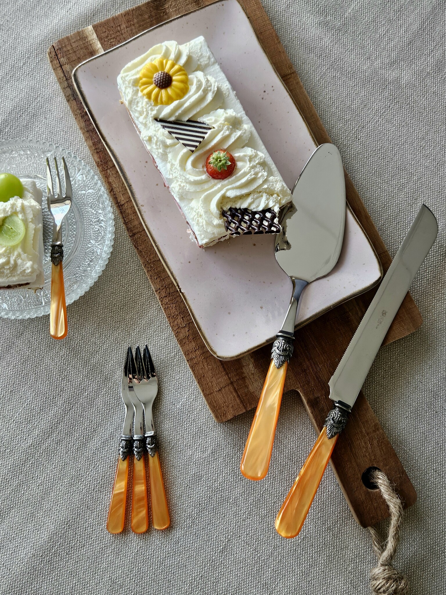 Cake serving set, Orange (mother-of-pearl sheen)
