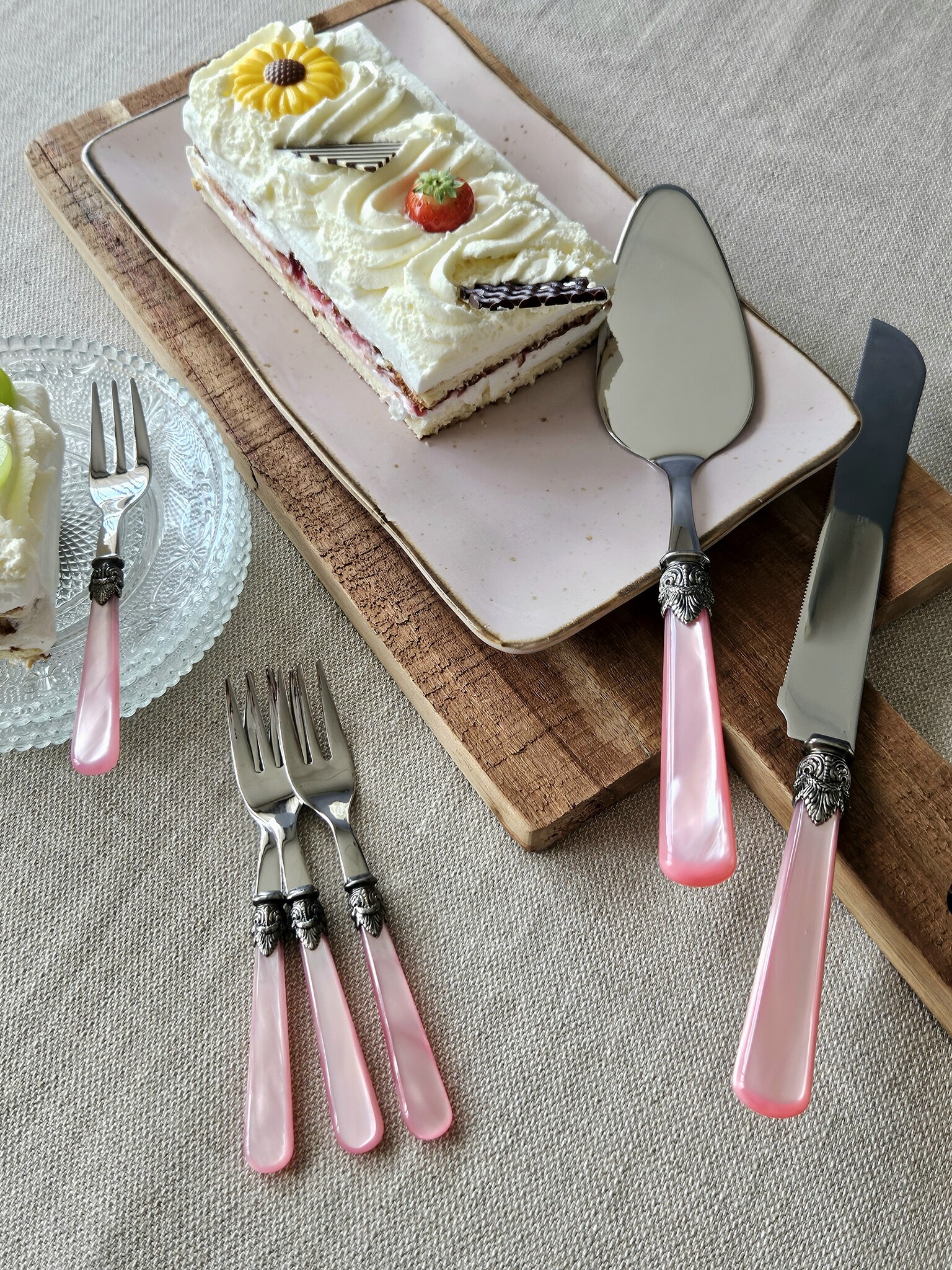 Tortenbesteckset (8-teilig), Rosa (perlmuttglanz)