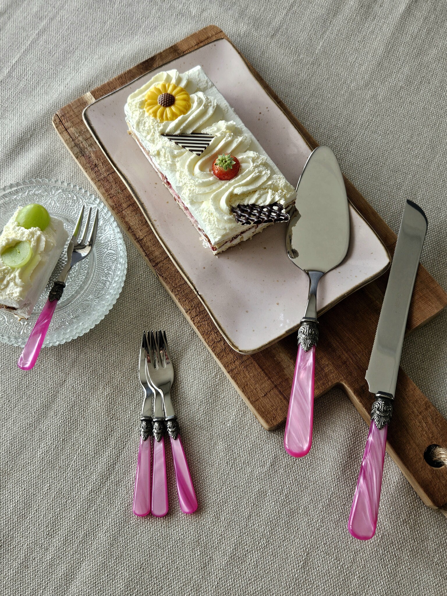 Taart Bestekset (8-delig), Fuchsia (parelmoer), EME Napoleon