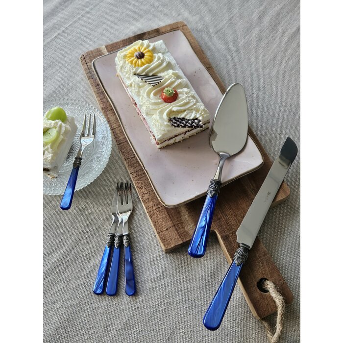 Tortenbesteckset (8-teilig), Blau (perlmuttglanz)