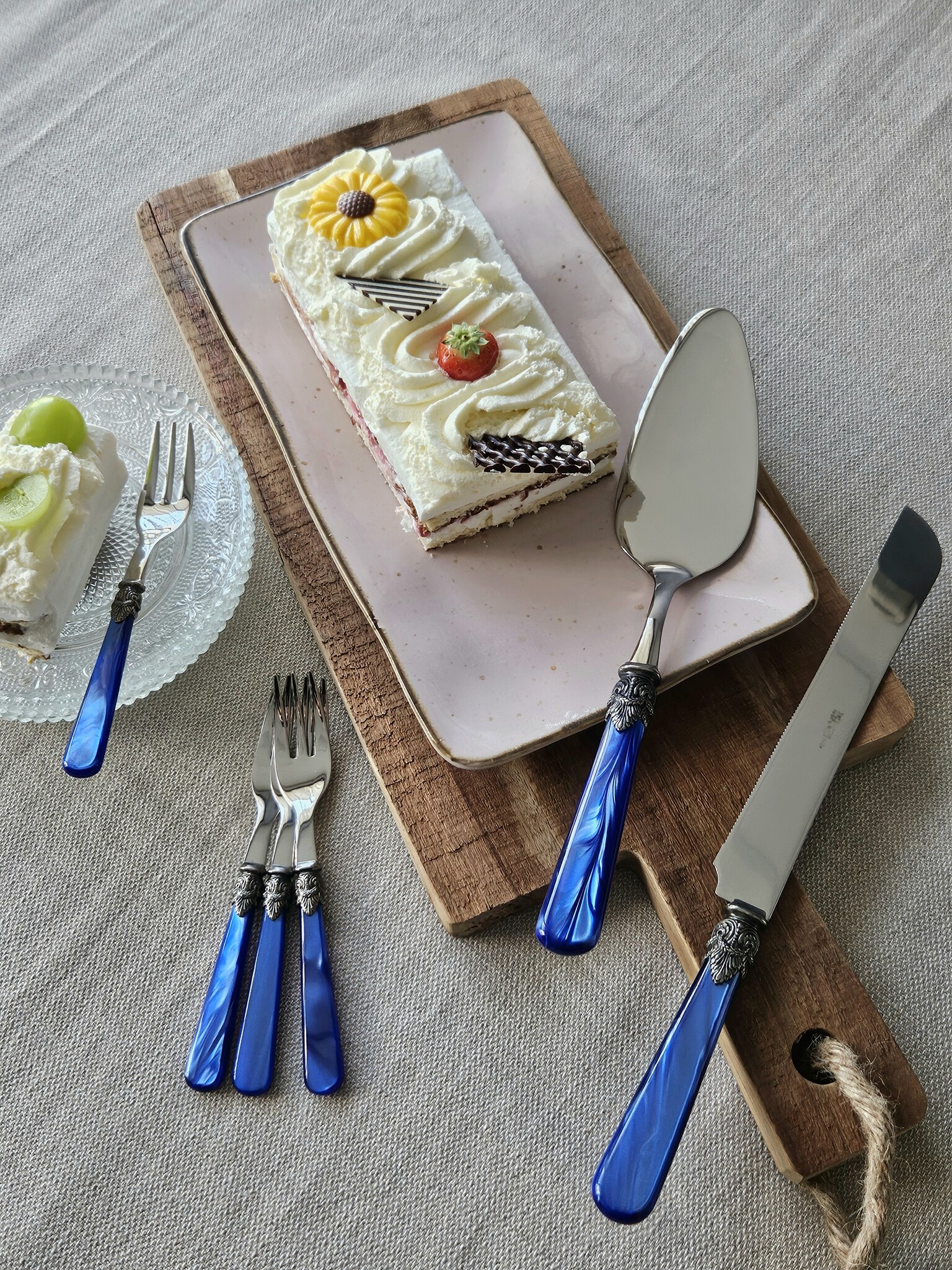 Ensemble de service à gâteau, Bleu (éclat nacré)