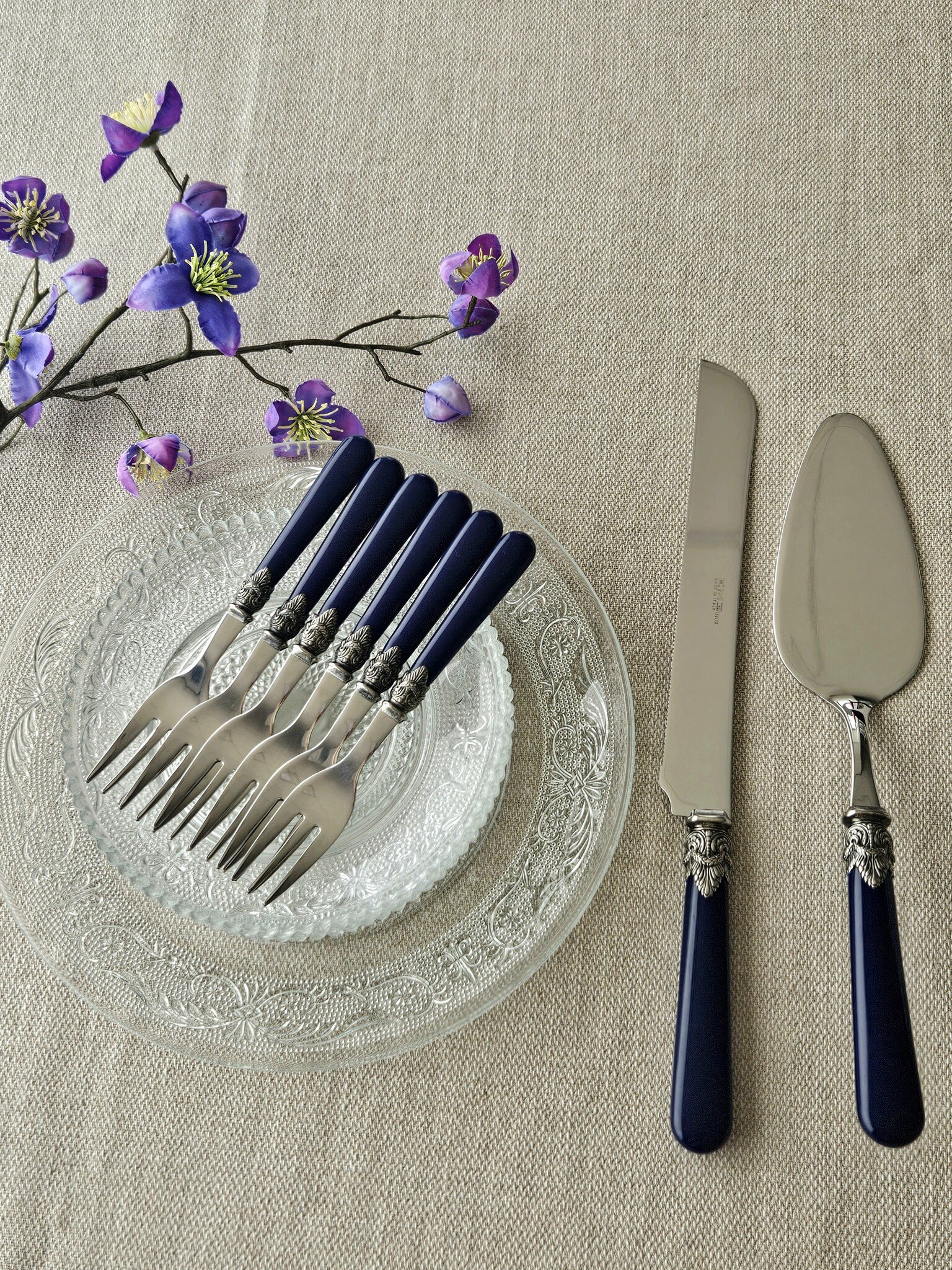 Taart Bestekset, Blauw (mat), EME Napoleon