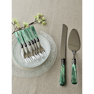 Taart Bestekset, Groen (parelmoer)