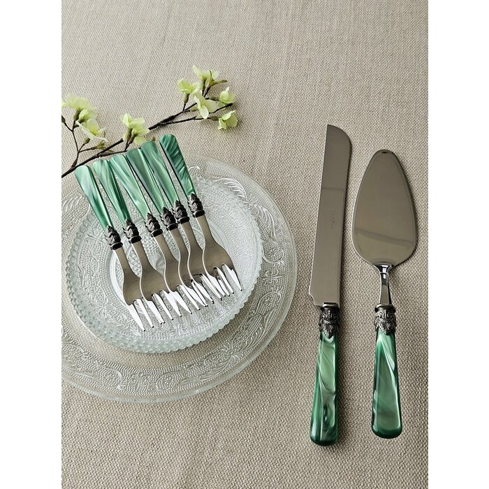 Tortenbesteckset (8-teilig), Grün (perlmuttglanz)