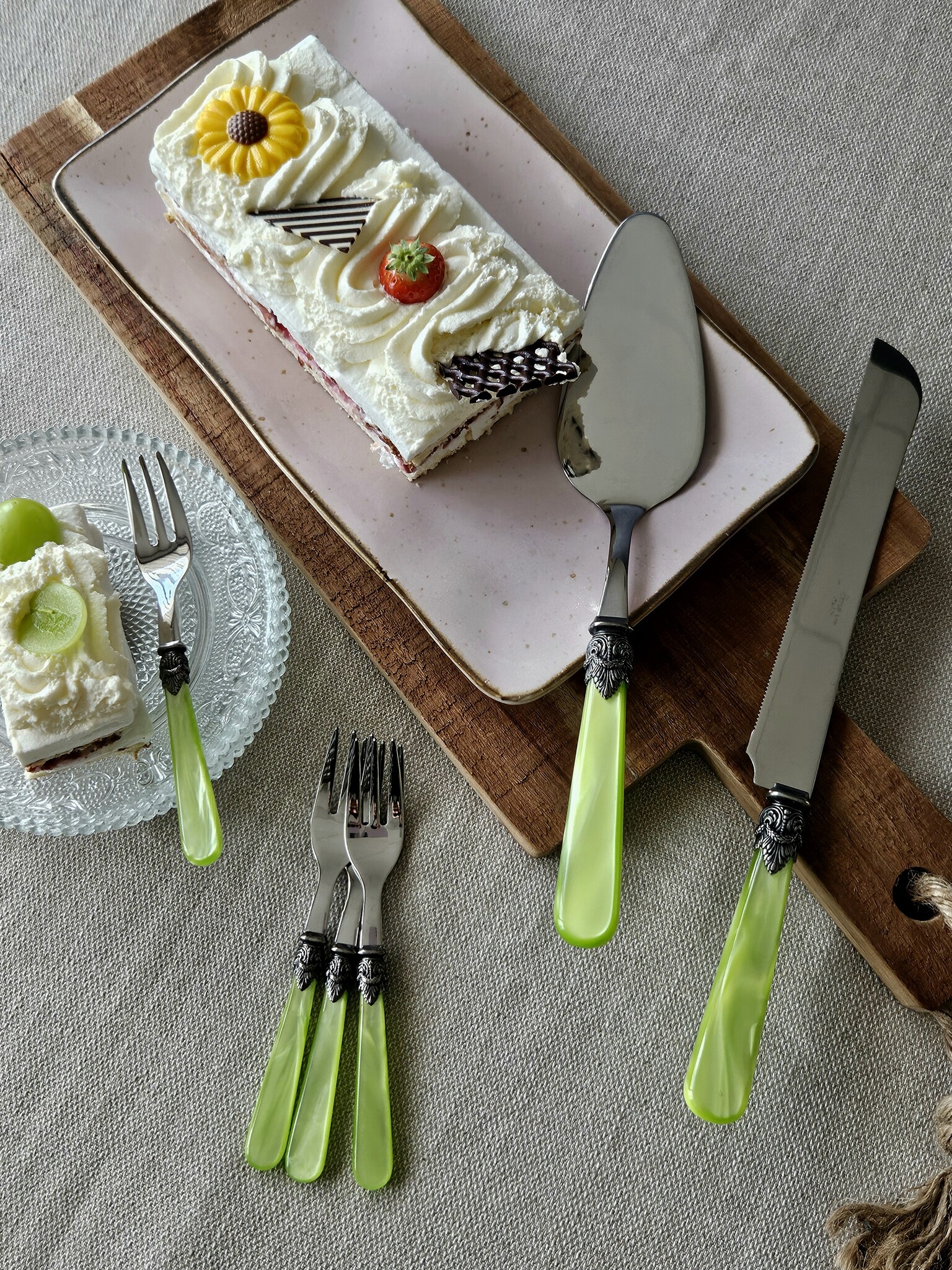 Ensemble de service à gâteau, Vert Clair (éclat nacré)
